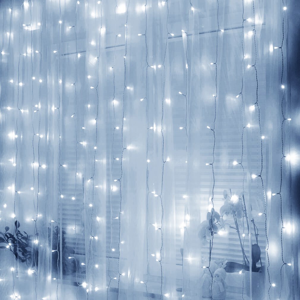 Kalėdinė girlianda springos 300 micro led, 3x3 m, šaltai balta