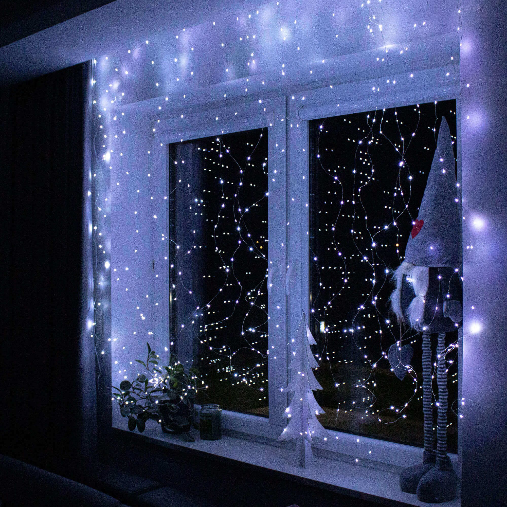 Kalėdinė girlianda springos 300 micro led, 3x3 m, šaltai balta