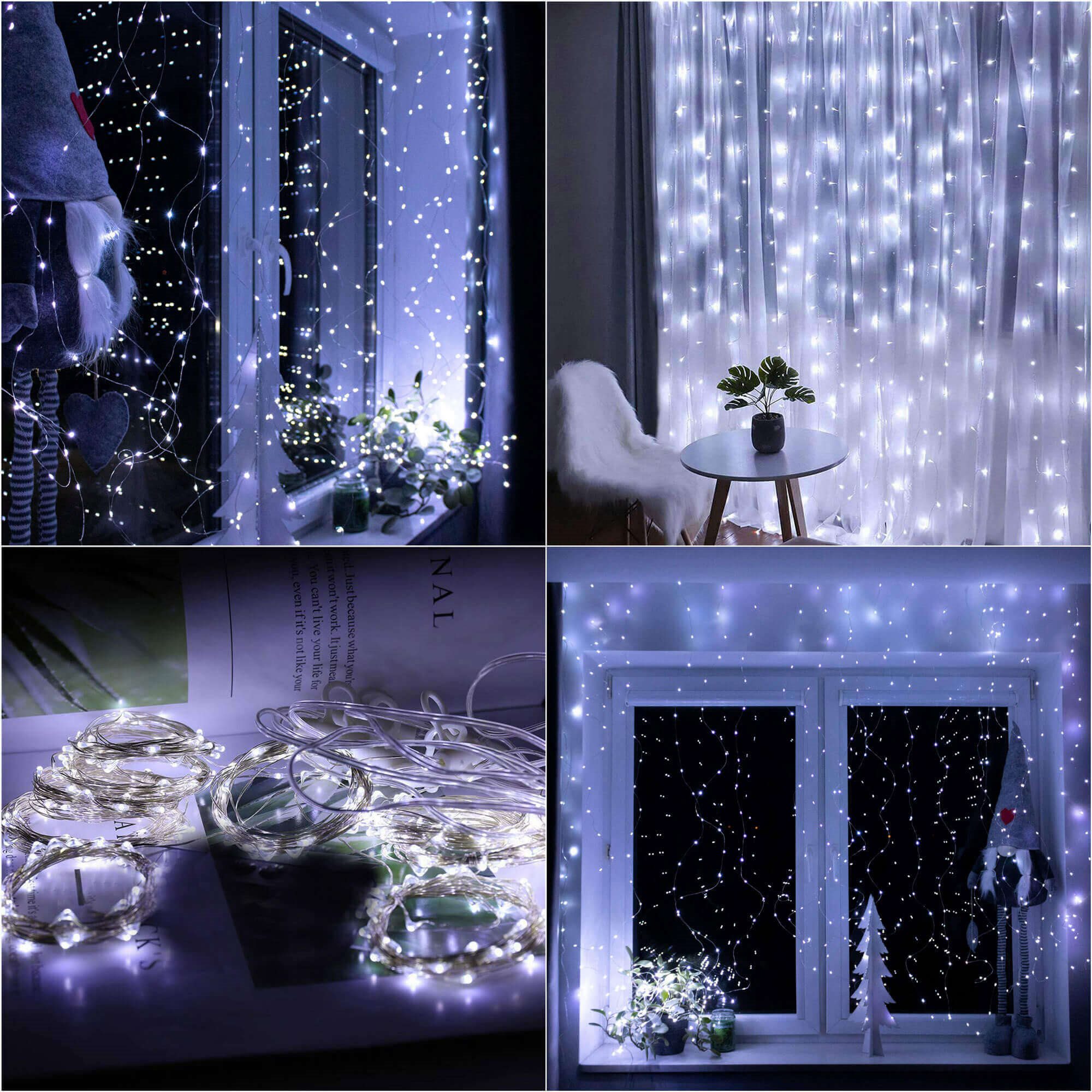 Kalėdinė girlianda springos 300 micro led, 3x3 m, šaltai balta