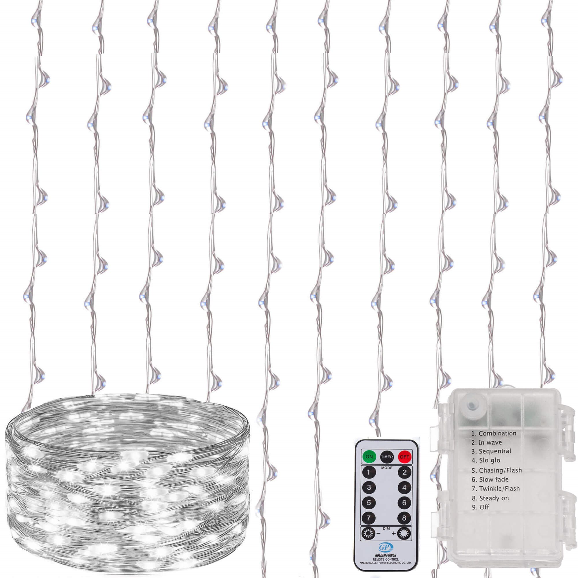 Kalėdinė girlianda springos 300 micro led, 3x3 m, šaltai balta