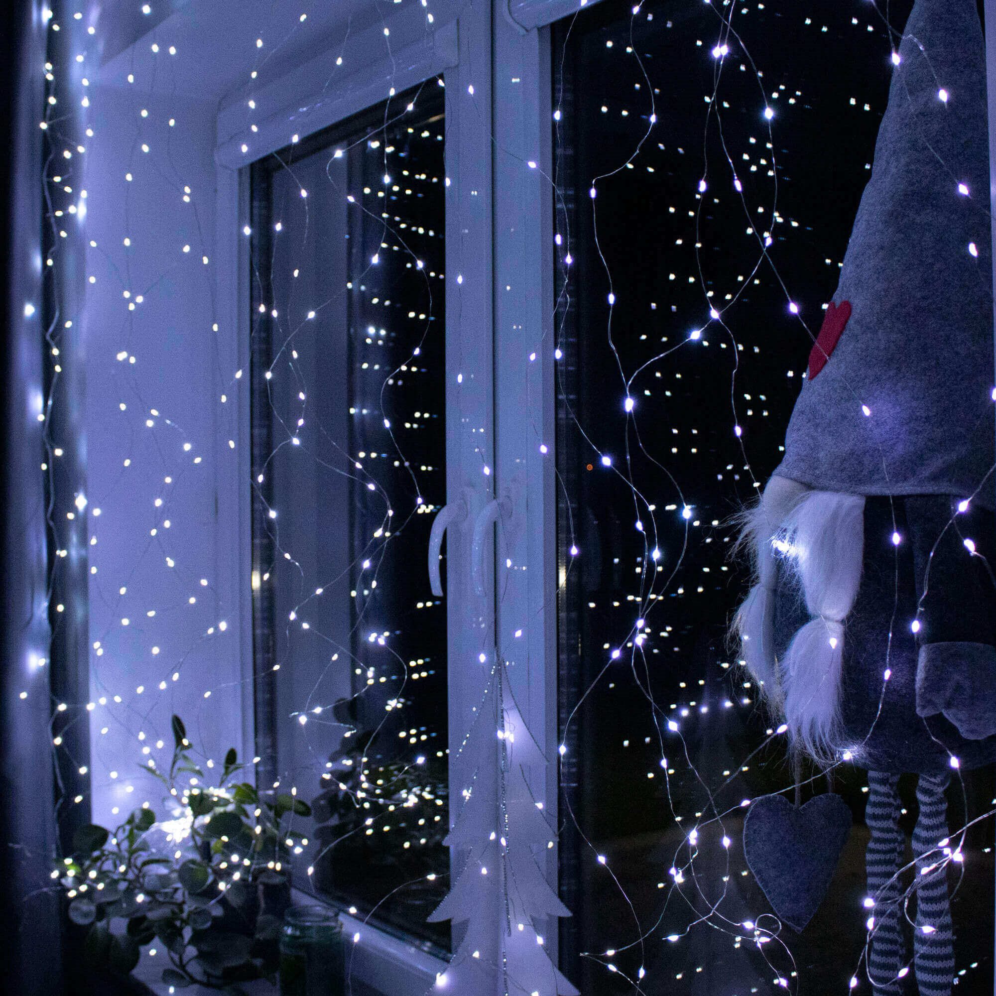 Kalėdinė girlianda springos 300 micro led, 3x3 m, šaltai balta