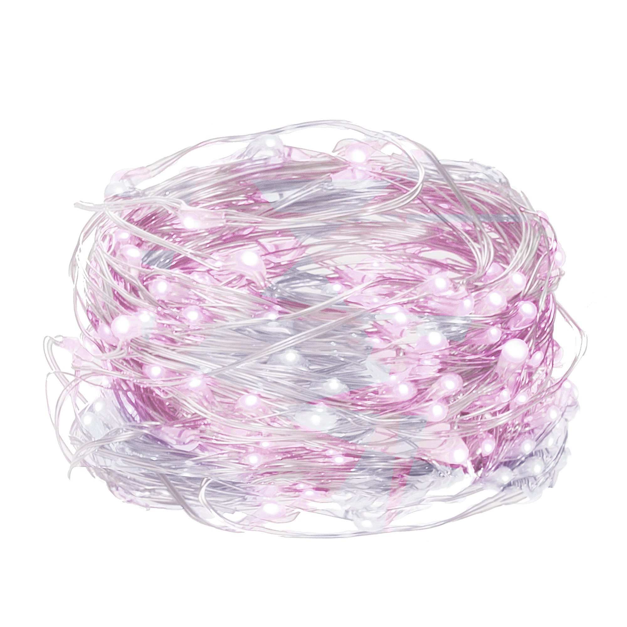 Led girlianda 100 mikro lempučių, šaltai balta ir rožinė, 9,9 m