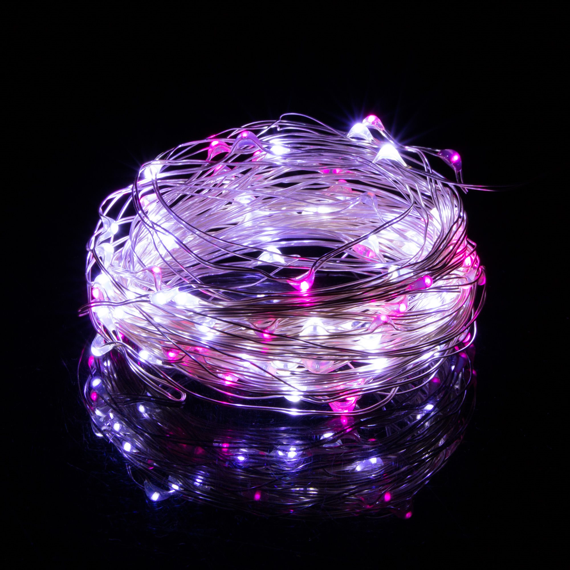 Led girlianda 100 mikro lempučių, šaltai balta ir rožinė, 9,9 m