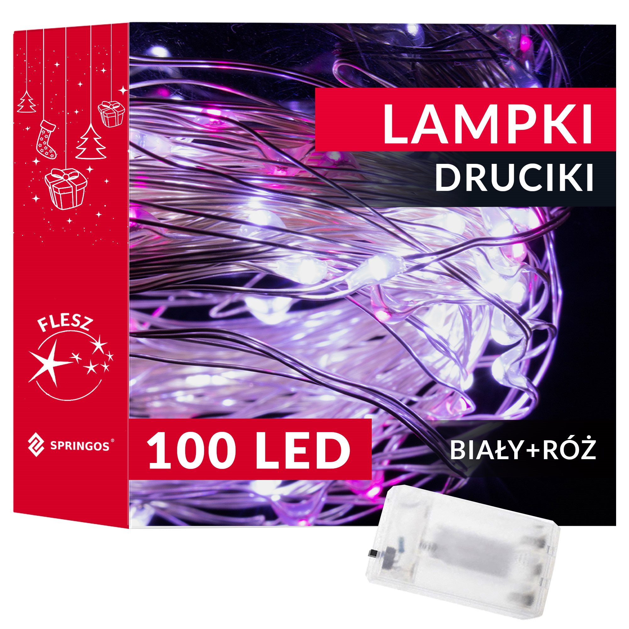 Led girlianda 100 mikro lempučių, šaltai balta ir rožinė, 9,9 m