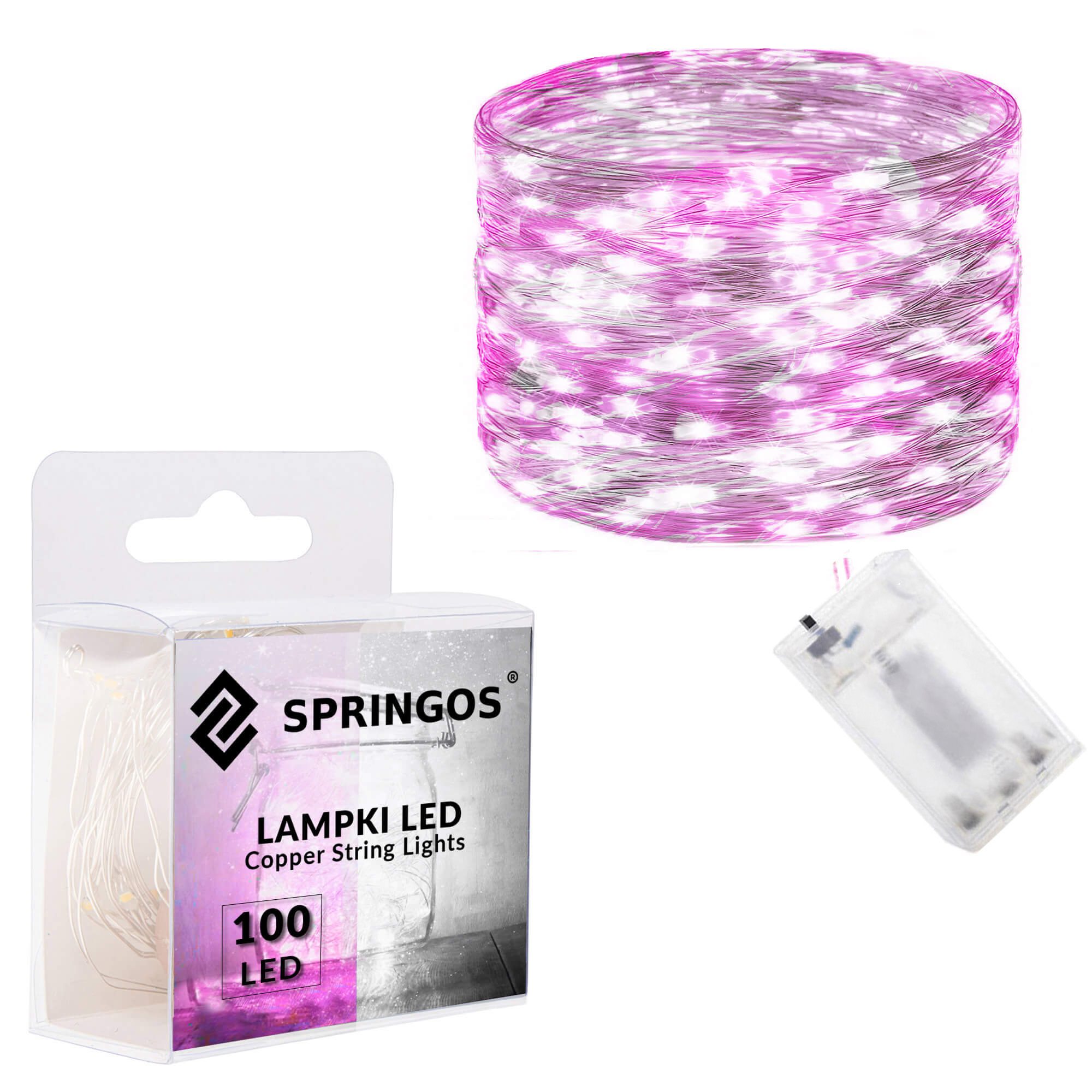 Led girlianda 100 mikro lempučių, šaltai balta ir rožinė, 9,9 m