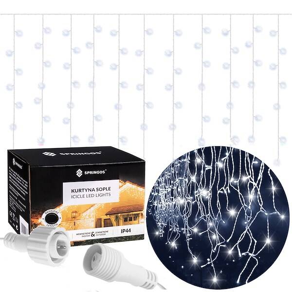 Kalėdinės lemputės springos 500 led, 20 m, šaltai baltos, lauko ir vidaus naudojimui