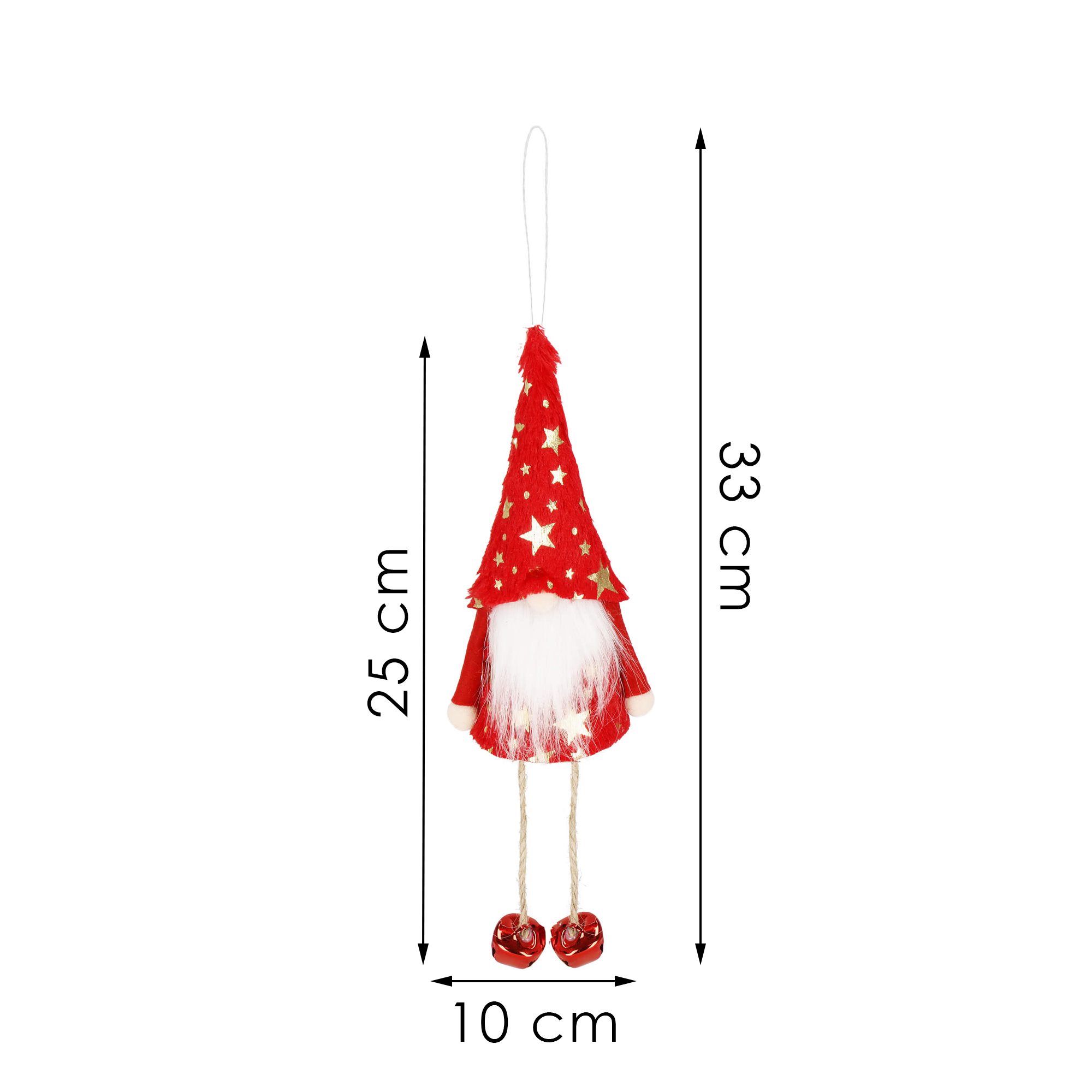 Veltinis nykštukas dekoracija springos, raudona / balta / auksinė