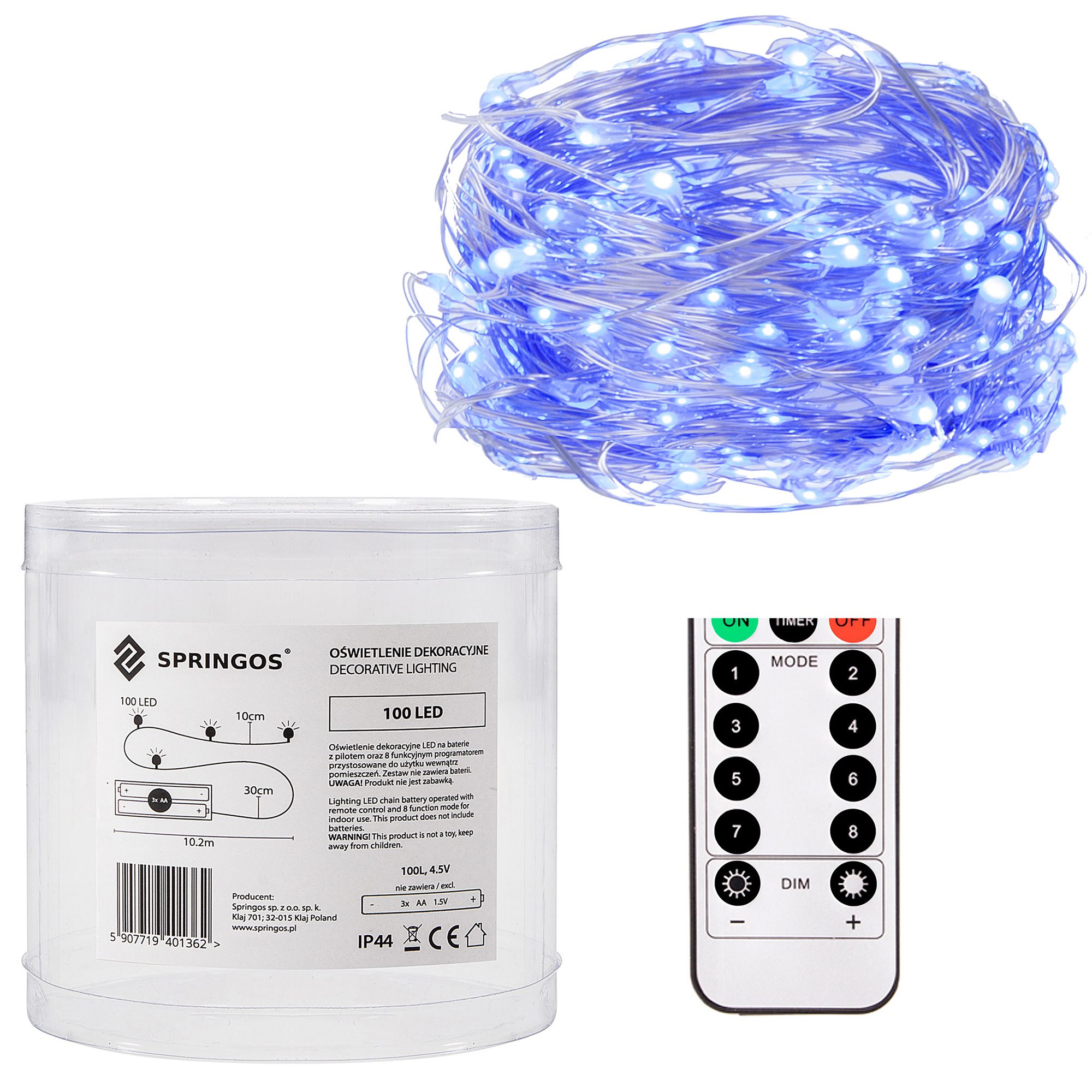 Kalėdų girlianda springos cl0103 9,9 m, 100 led, mėlyna
