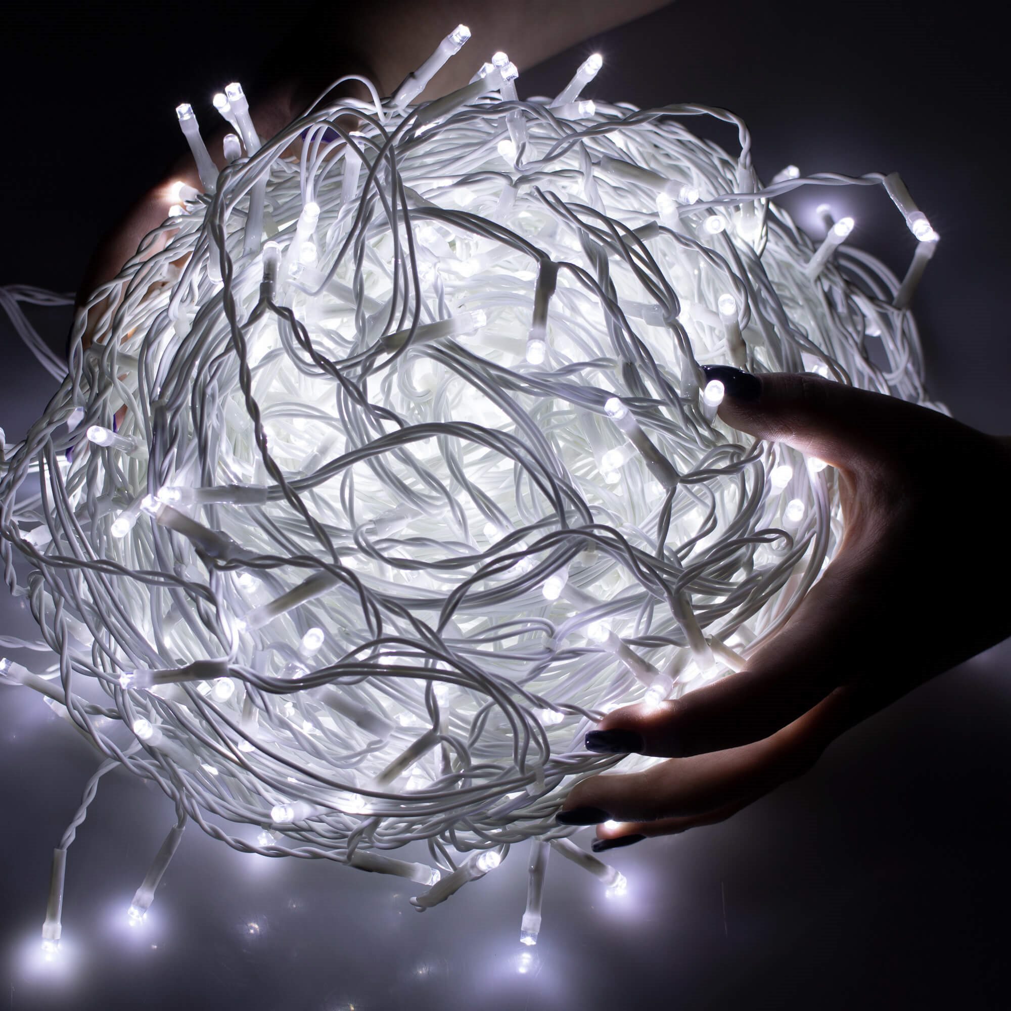 Šventinė led girlianda su blykstės efektu, 12 m, 300 led 3