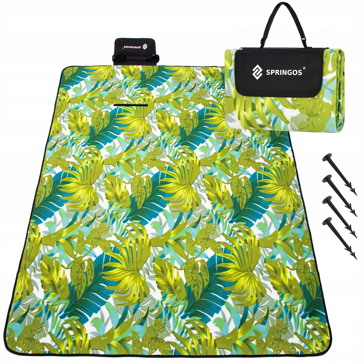 Pikniko pledas Springos PM041 200x200 cm turistinis žalias