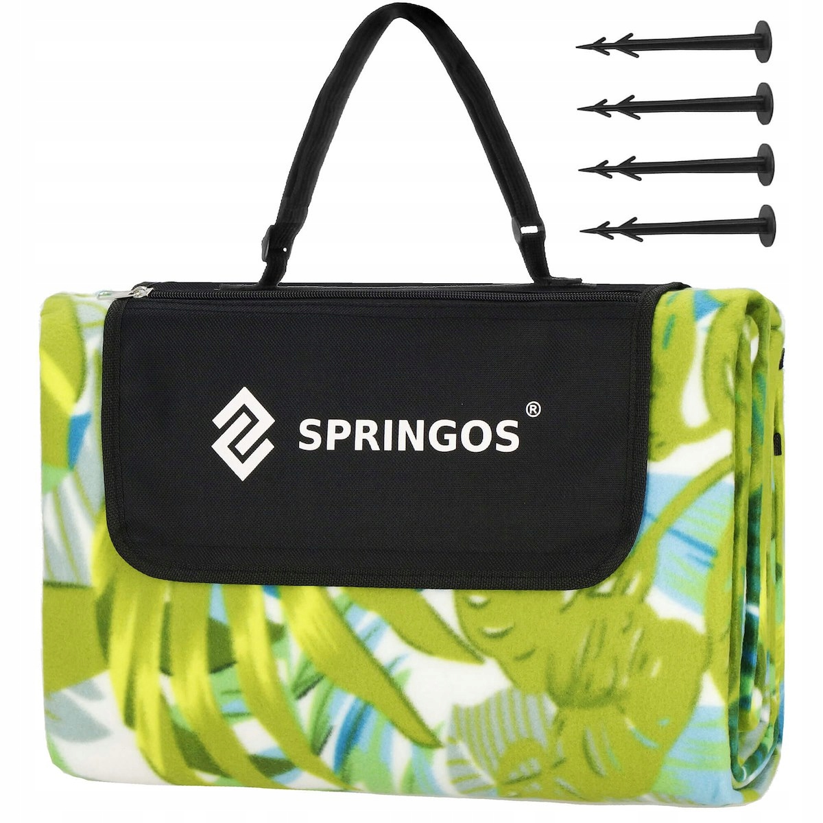Pikniko pledas Springos PM041 200x200 cm turistinis žalias