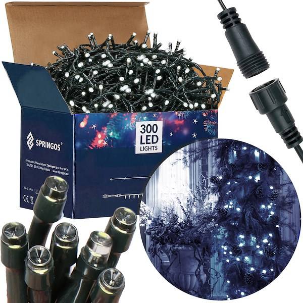 Kalėdinės lemputės springos 300 led, 15 m