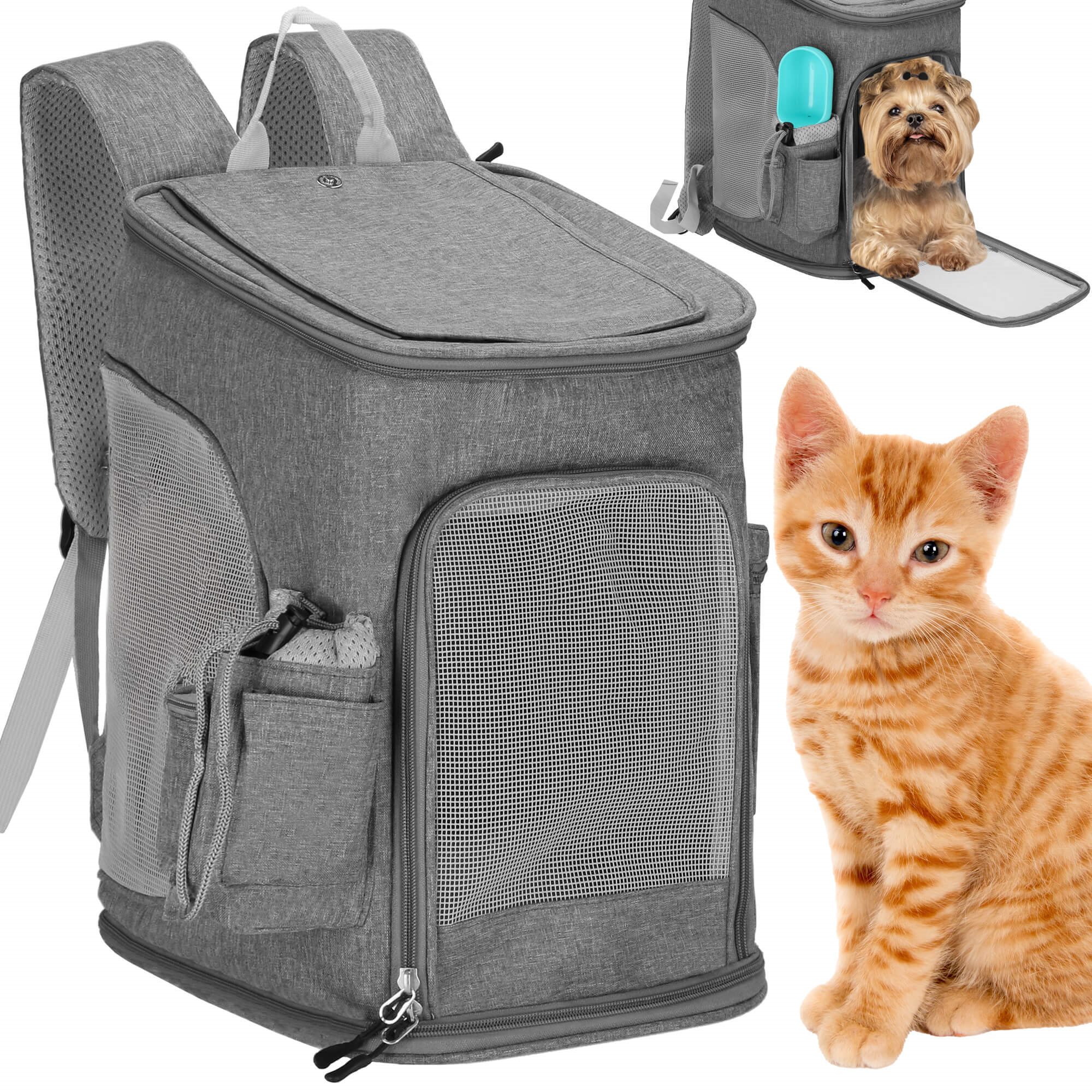 Gyvūnų transportavimo kuprinė springos pa0232, 39 x 28 x 27 cm, pilka