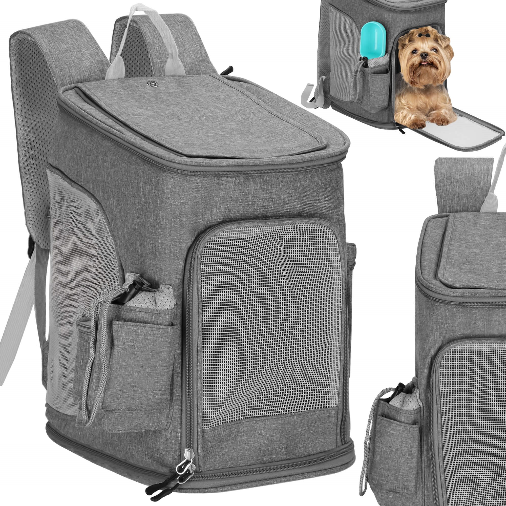 Gyvūnų transportavimo kuprinė springos pa0232, 39 x 28 x 27 cm, pilka
