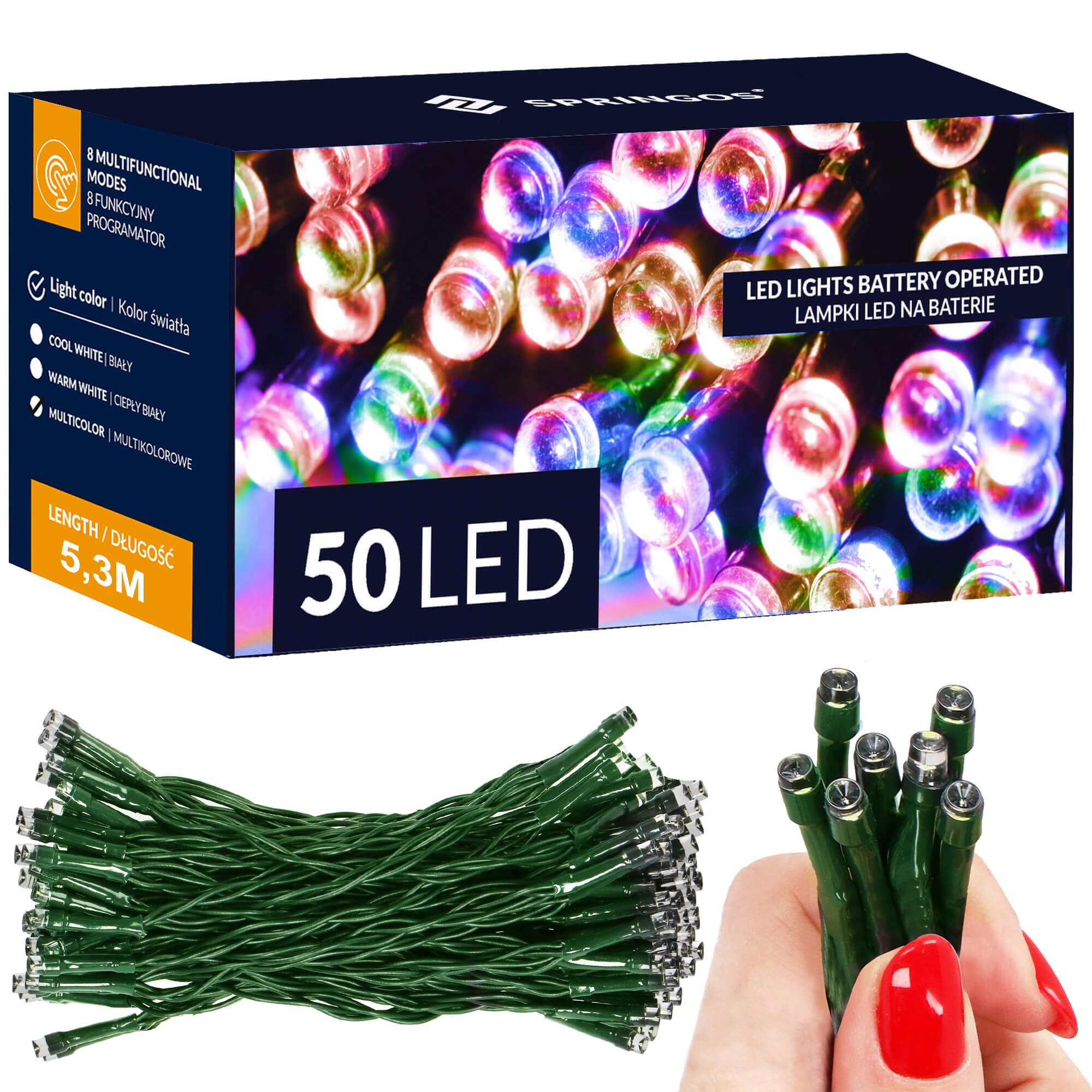 Kalėdinė girlianda springos, 50 led, 5 m