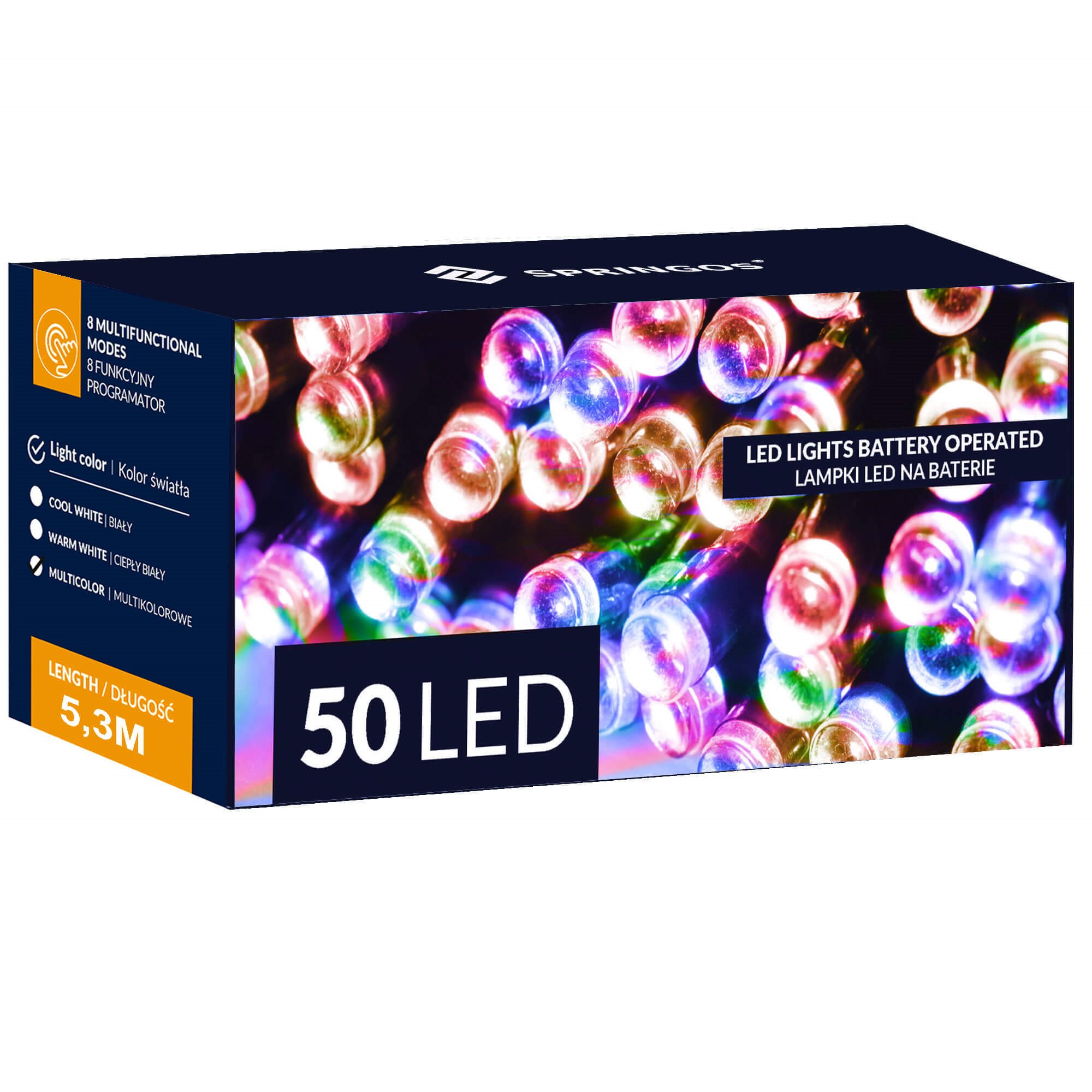 Kalėdinė girlianda springos, 50 led, 5 m