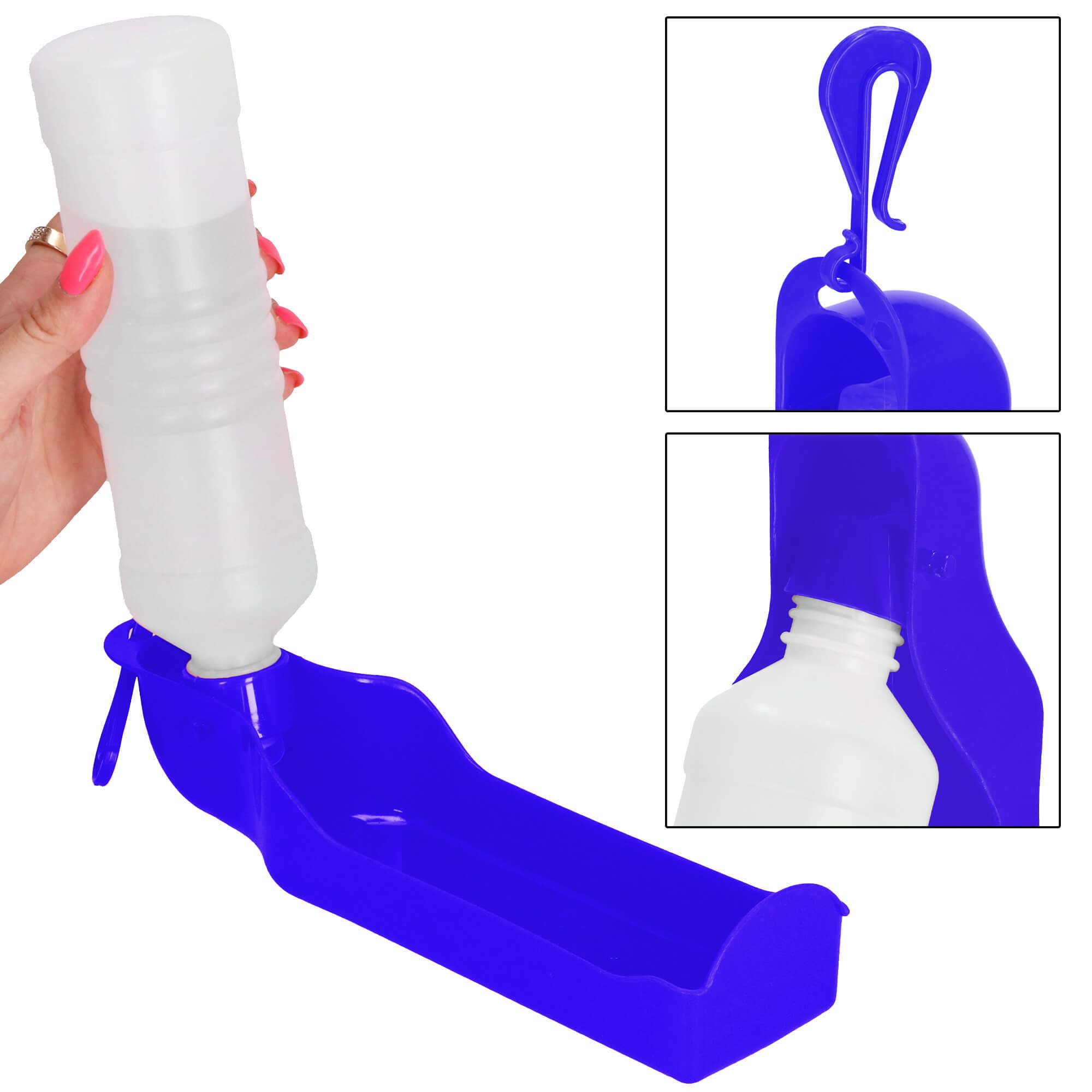 Vandens butelis šunims ir katėms springos, su girdykla, 250 ml