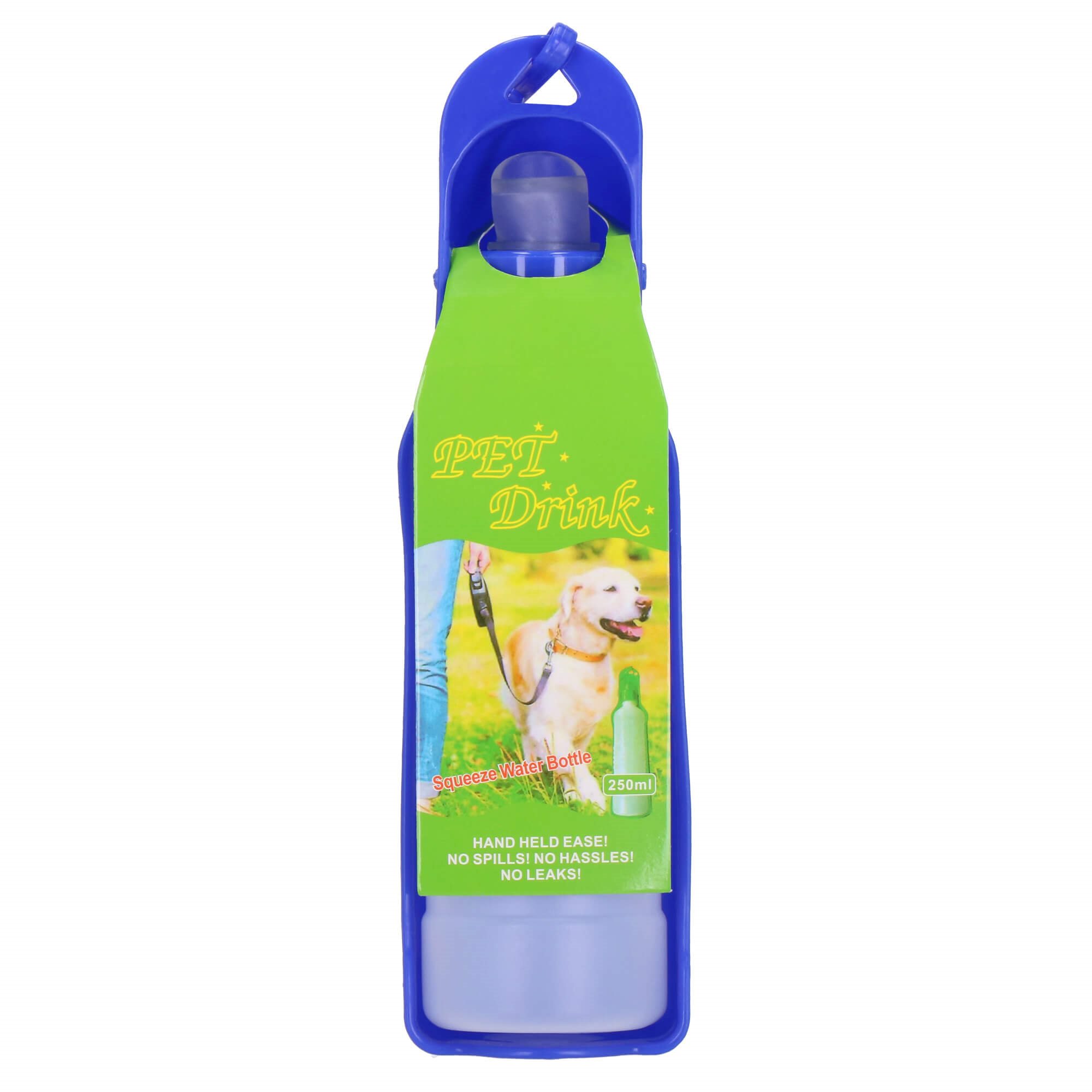 Vandens butelis šunims ir katėms springos, su girdykla, 250 ml