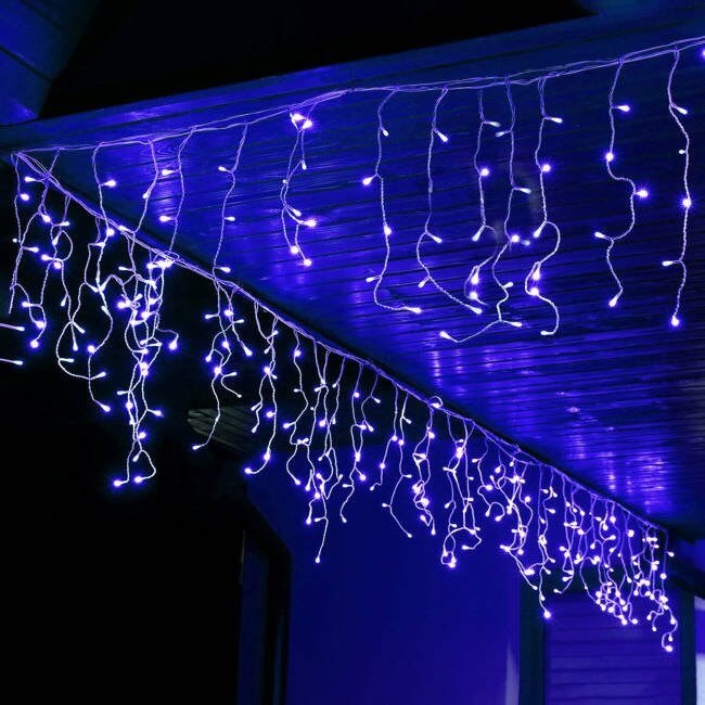 Mėlyna led girlianda varvekliai 300 led