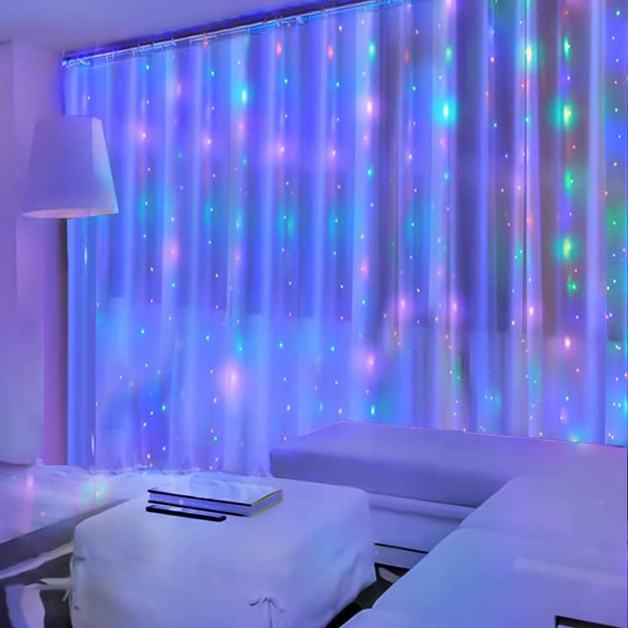 Šviesos užuolaida springos 300 led 3x3 m su nuotoliniu valdymu