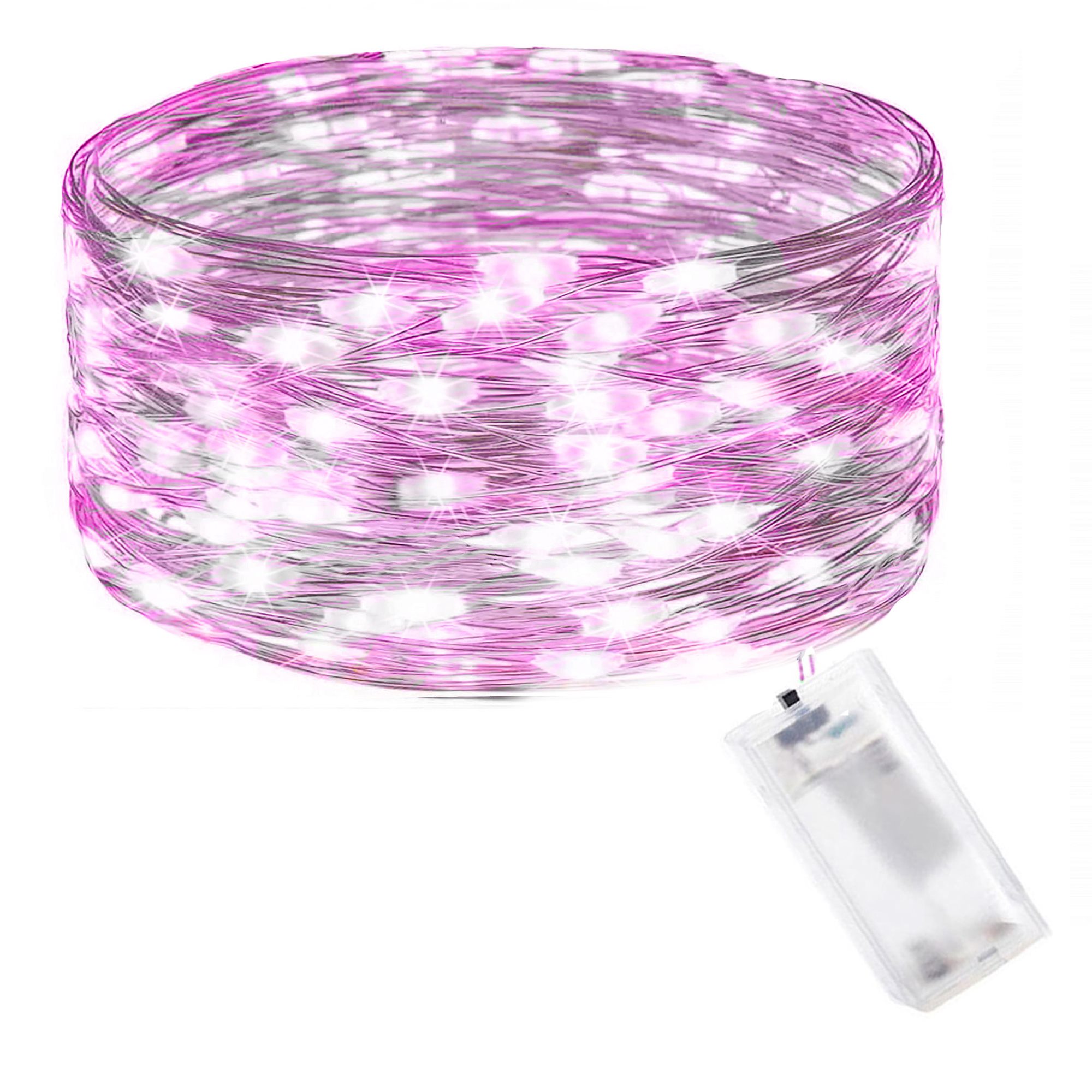 Mikrolempų girlianda 20 led, šalta balta ir rožinė, 1,9 m