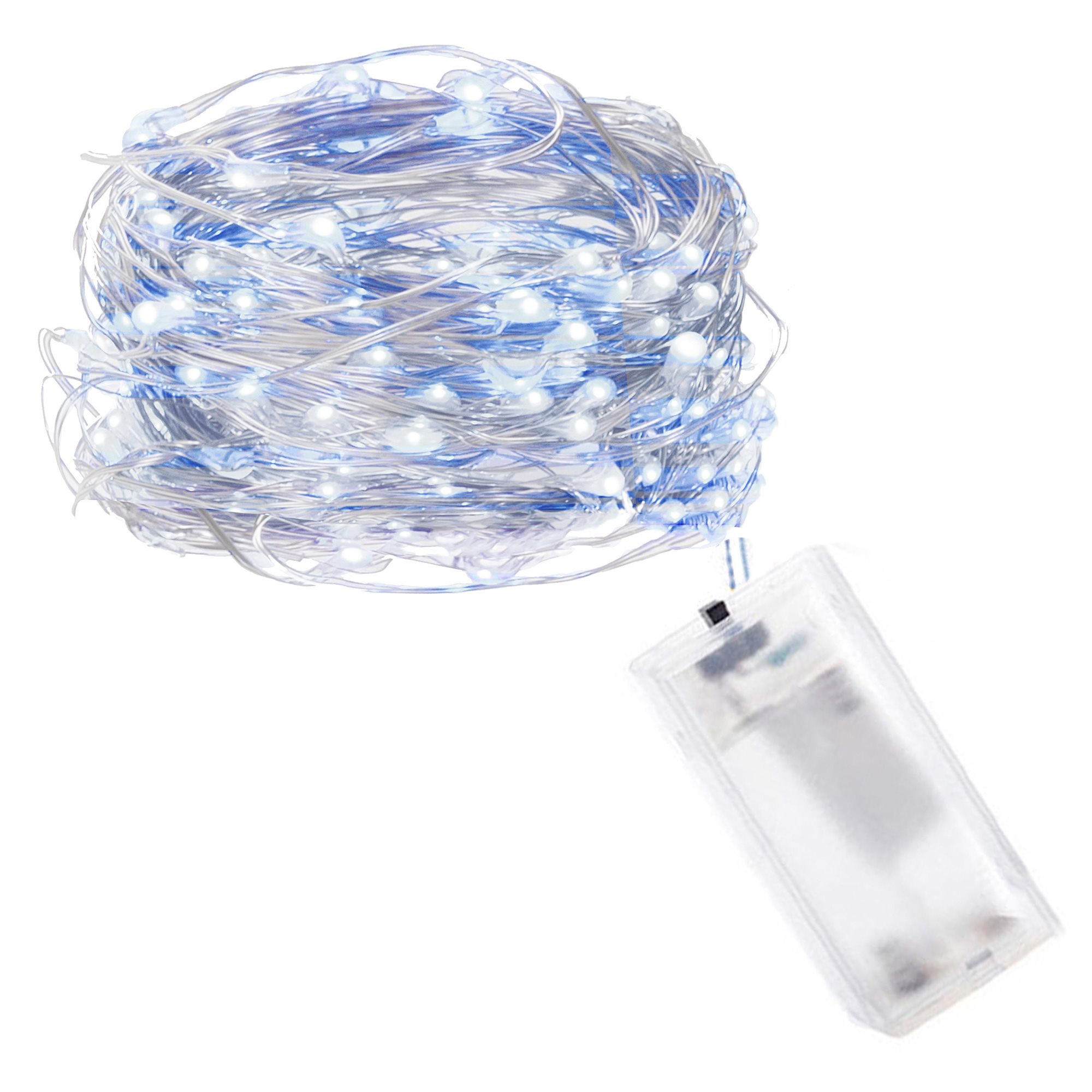 20 led mikrolempučių girlianda, šalta balta + mėlyna, 1,9 m