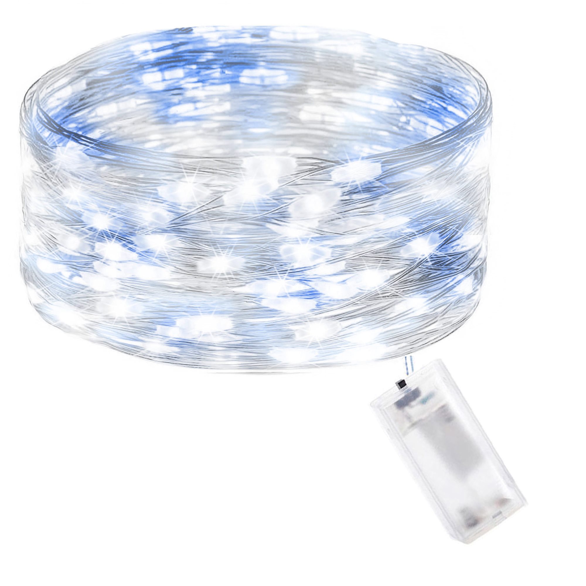 20 led mikrolempučių girlianda, šalta balta + mėlyna, 1,9 m