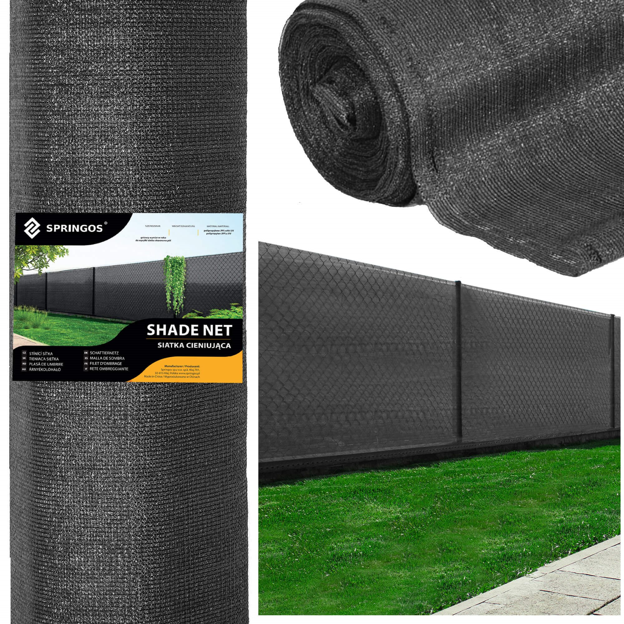 Apsauginis tinklas springos sn0044, 1,2 x 25 m, 140 g/m², antracitas 1