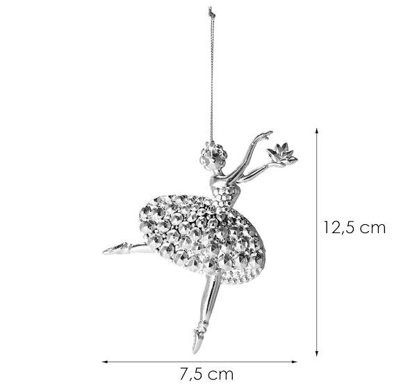 Eglutės dekoracija springos, sidabrinė, 12,5 cm, 2 vnt.