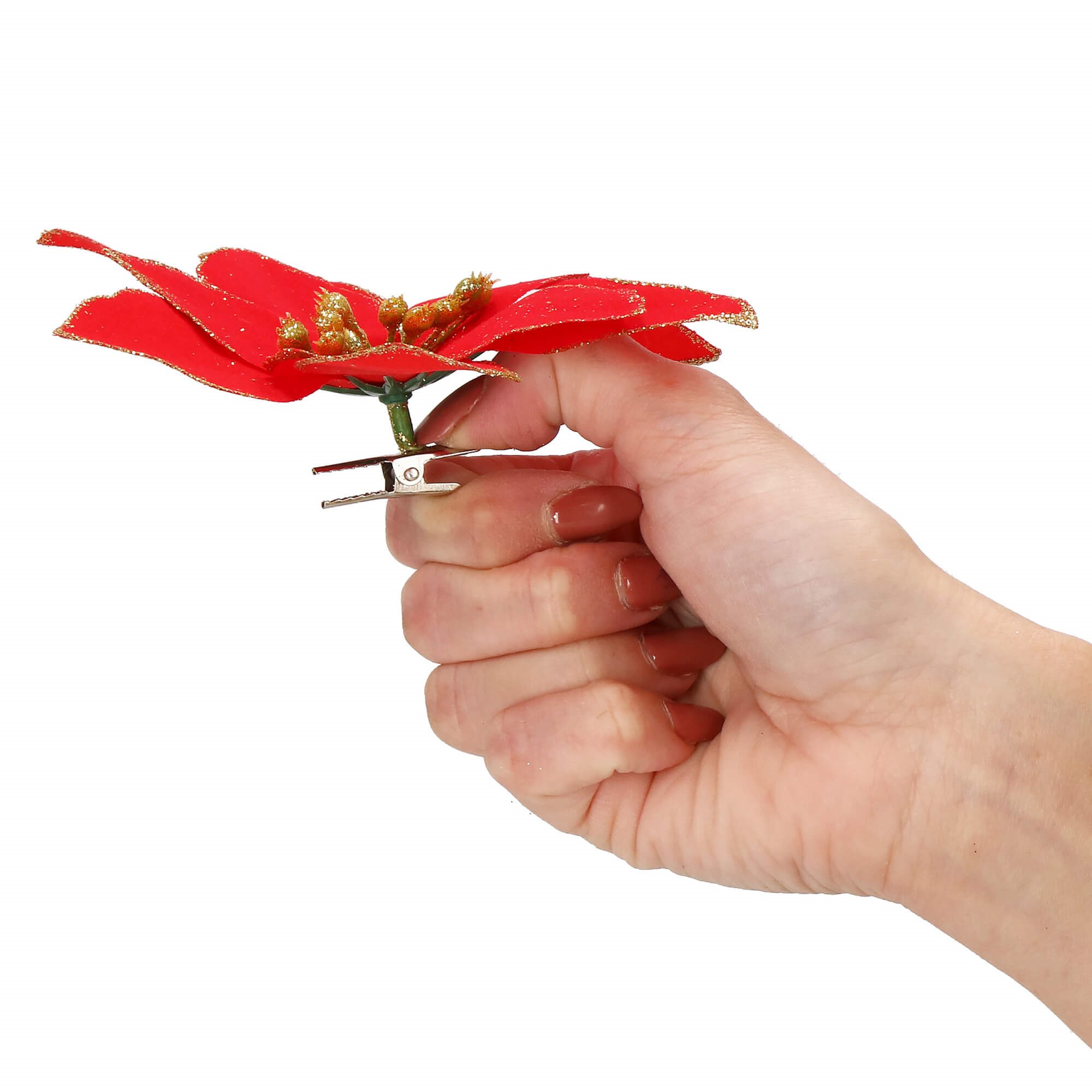 Kalėdinė puošmena poinsettia springos 13x13 cm 2