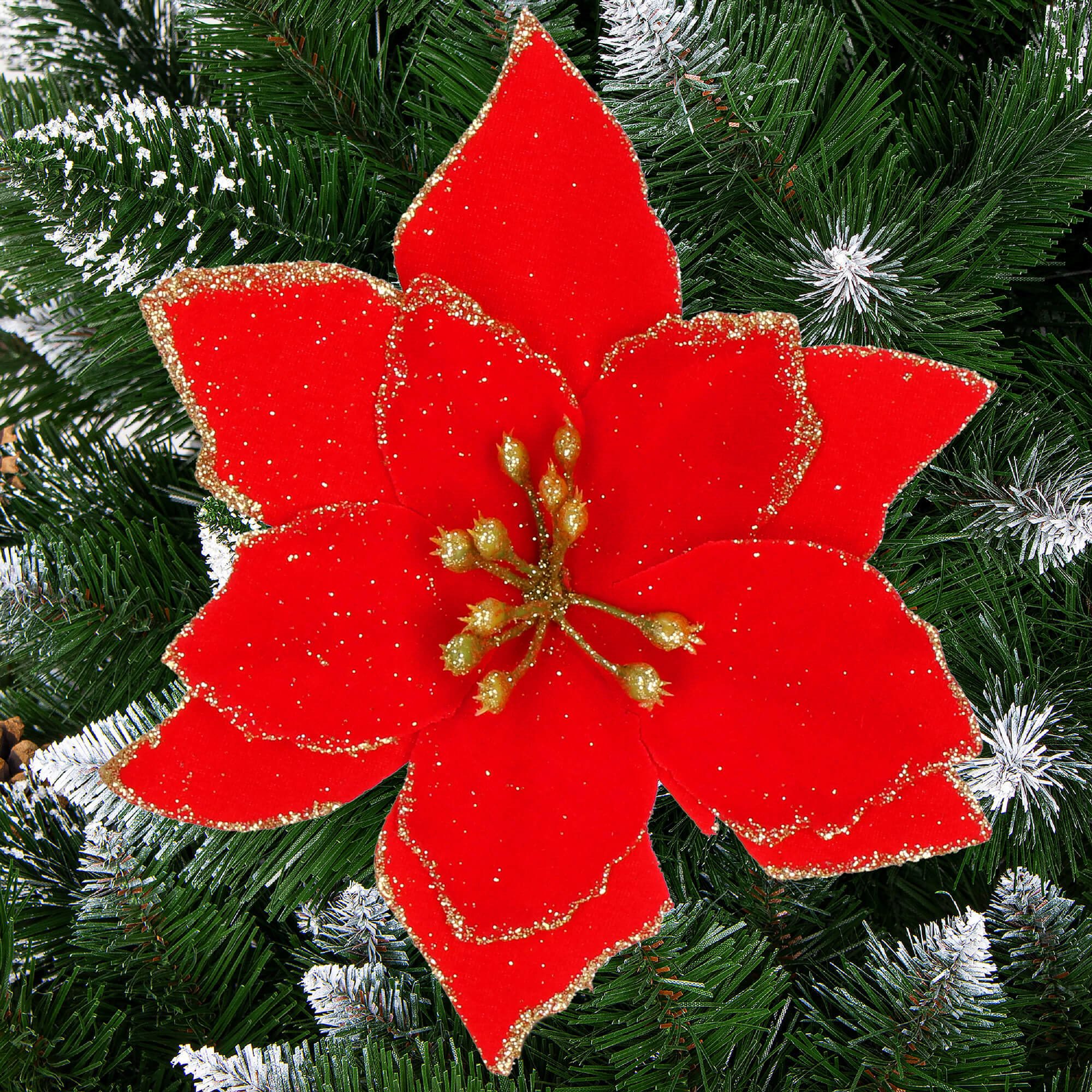 Kalėdinė puošmena poinsettia springos 13x13 cm 1