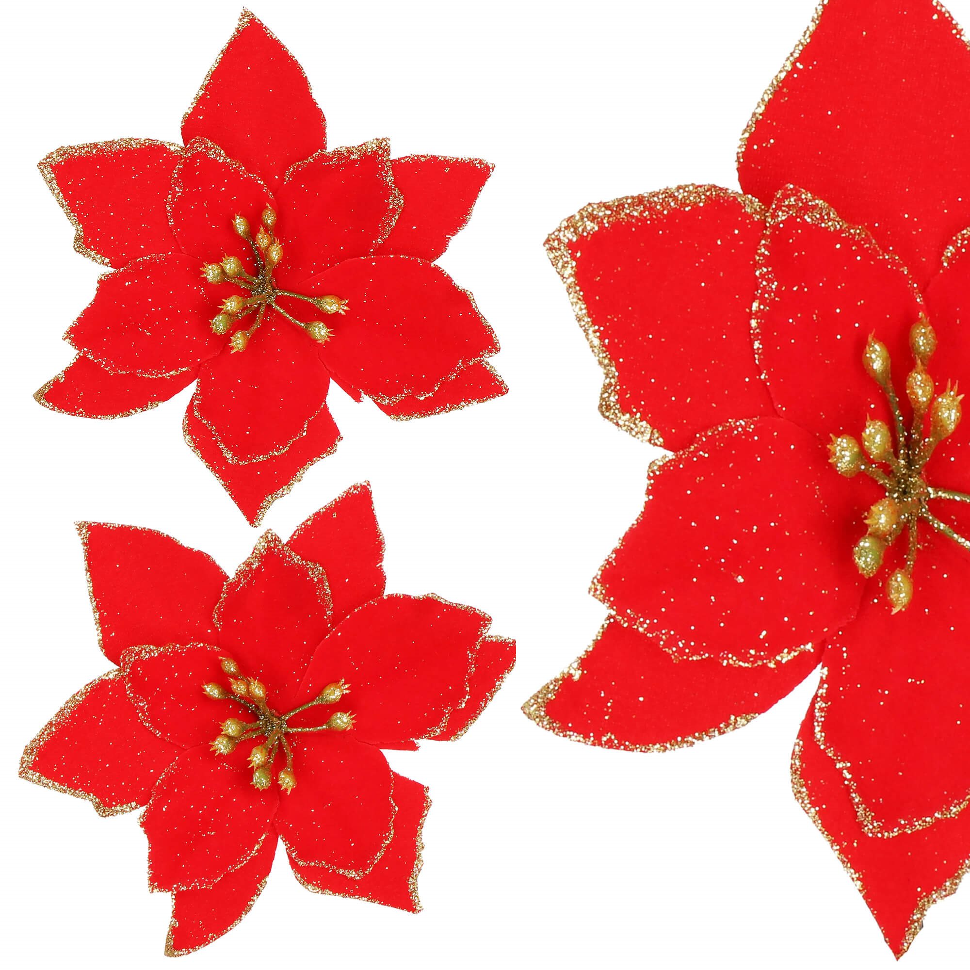 Kalėdinė puošmena poinsettia springos 13x13 cm