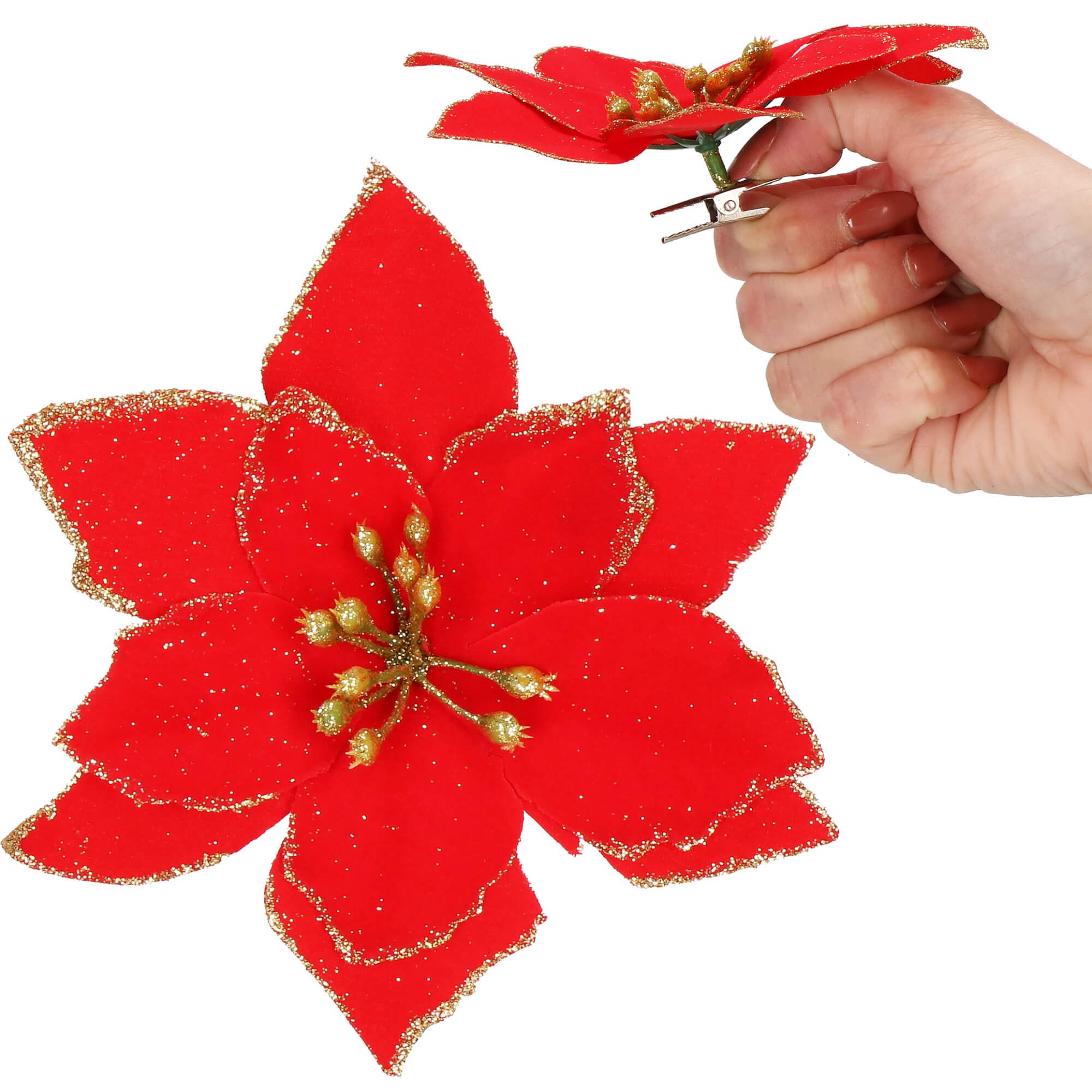 Kalėdinė puošmena poinsettia springos 13x13 cm