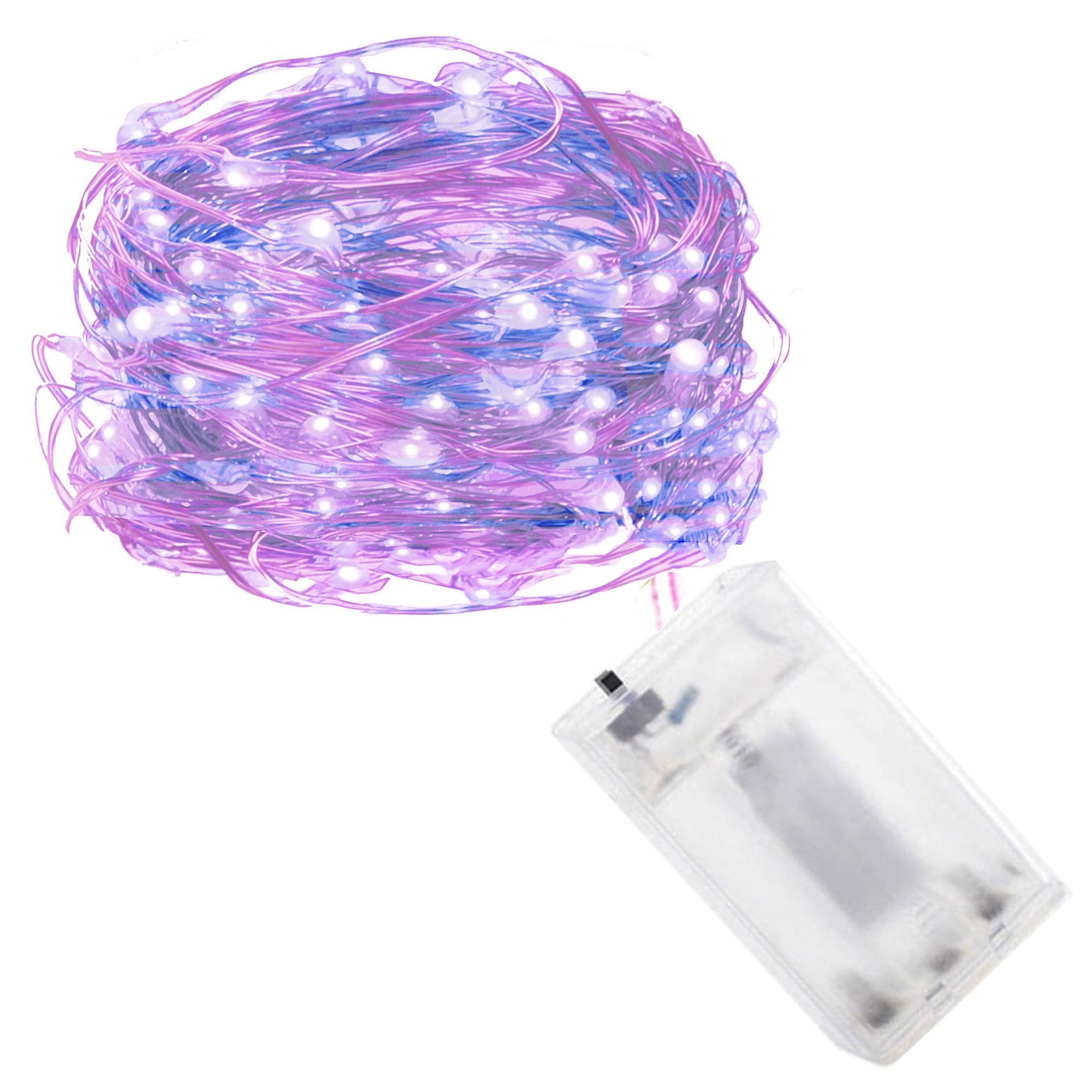 Šviesos girlianda su 100 led lempučių, rožinė ir mėlyna