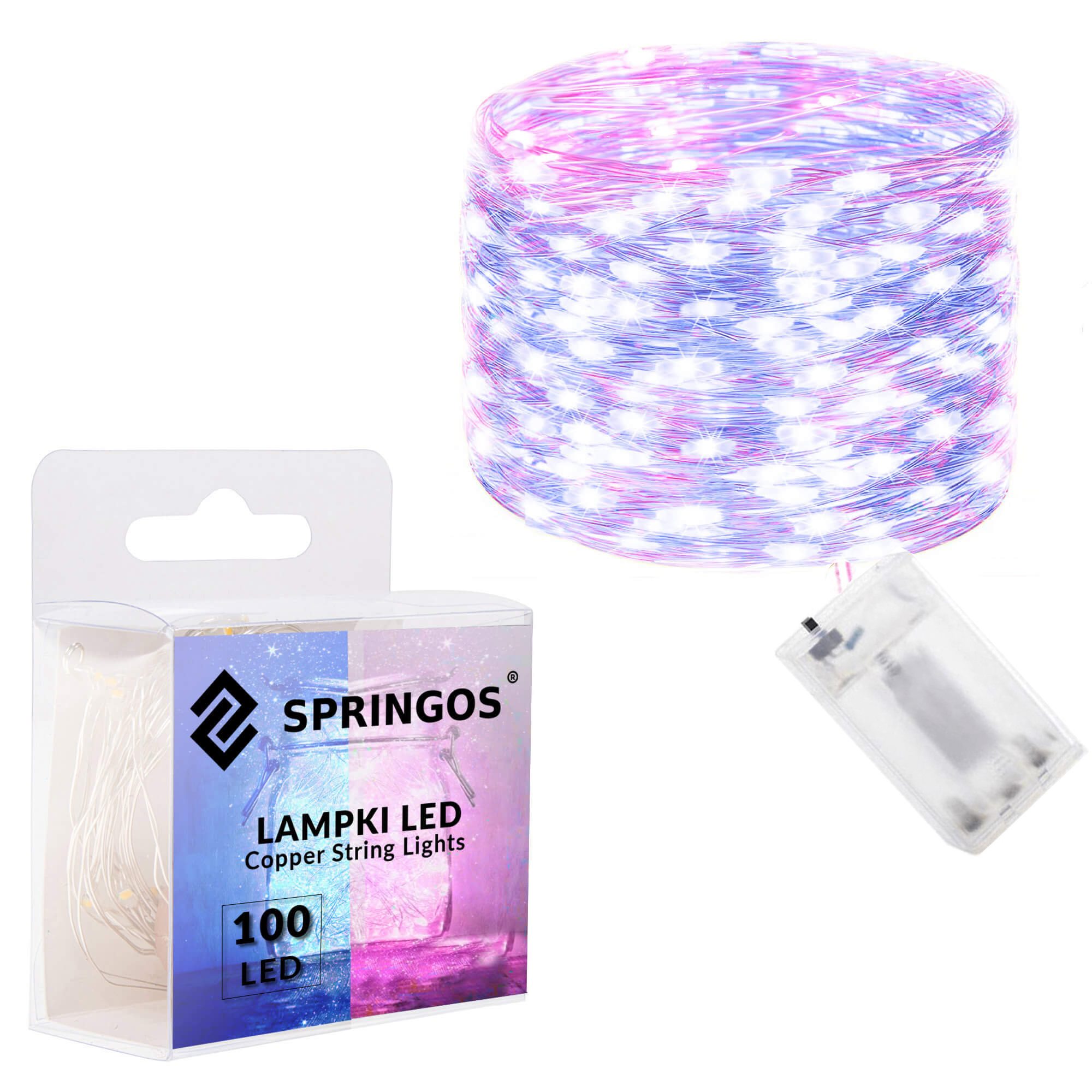 Šviesos girlianda su 100 led lempučių, rožinė ir mėlyna
