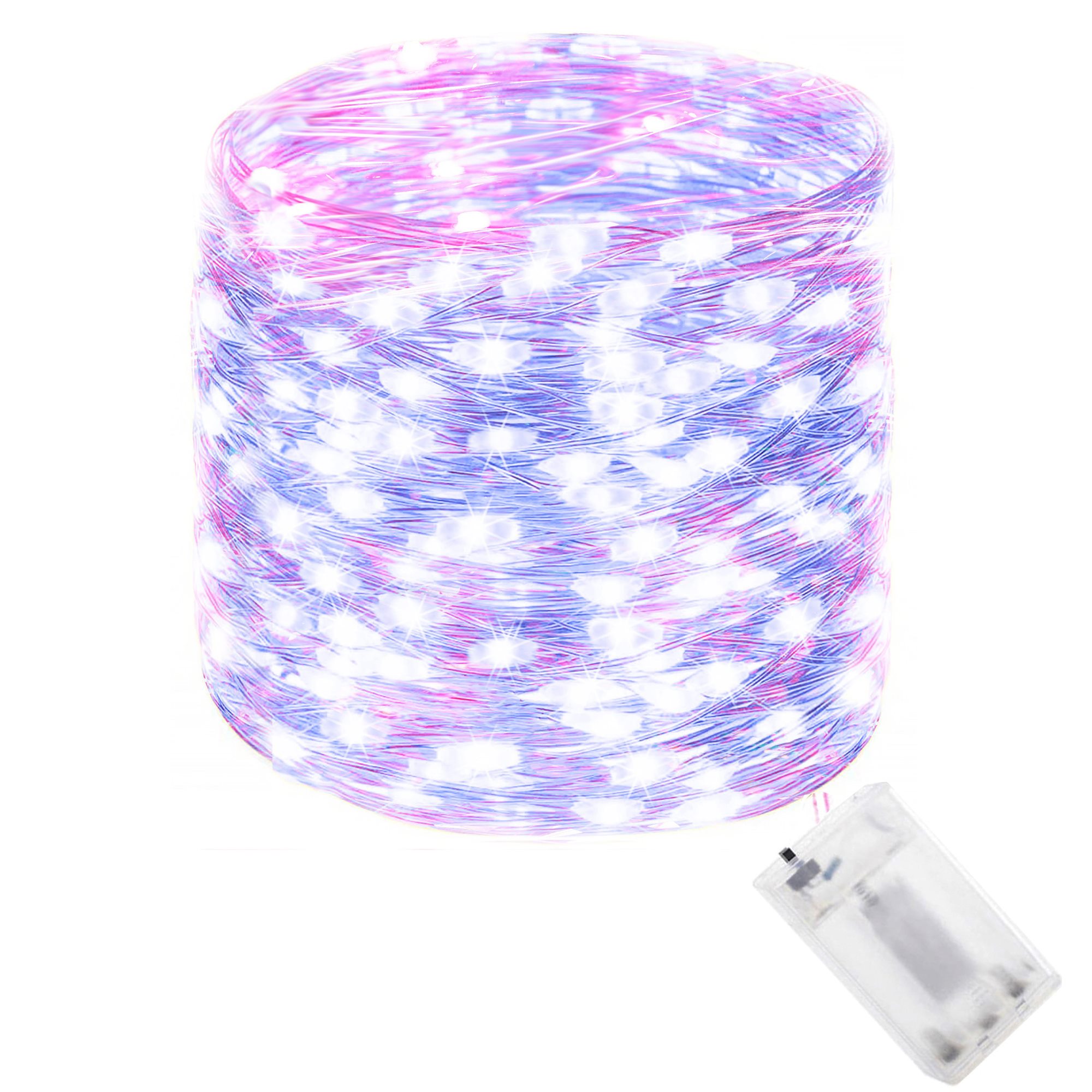 Šviesos girlianda su 100 led lempučių, rožinė ir mėlyna