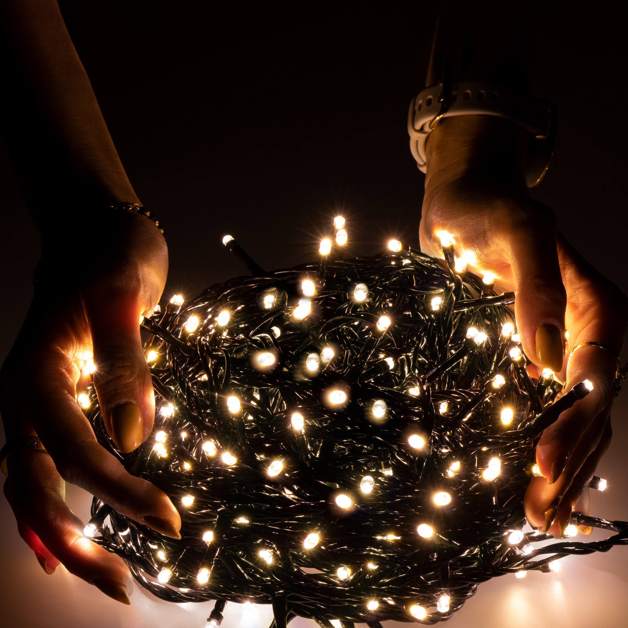 Kalėdinės girliandos springos 300 led, 19,5 m, šiltai balta