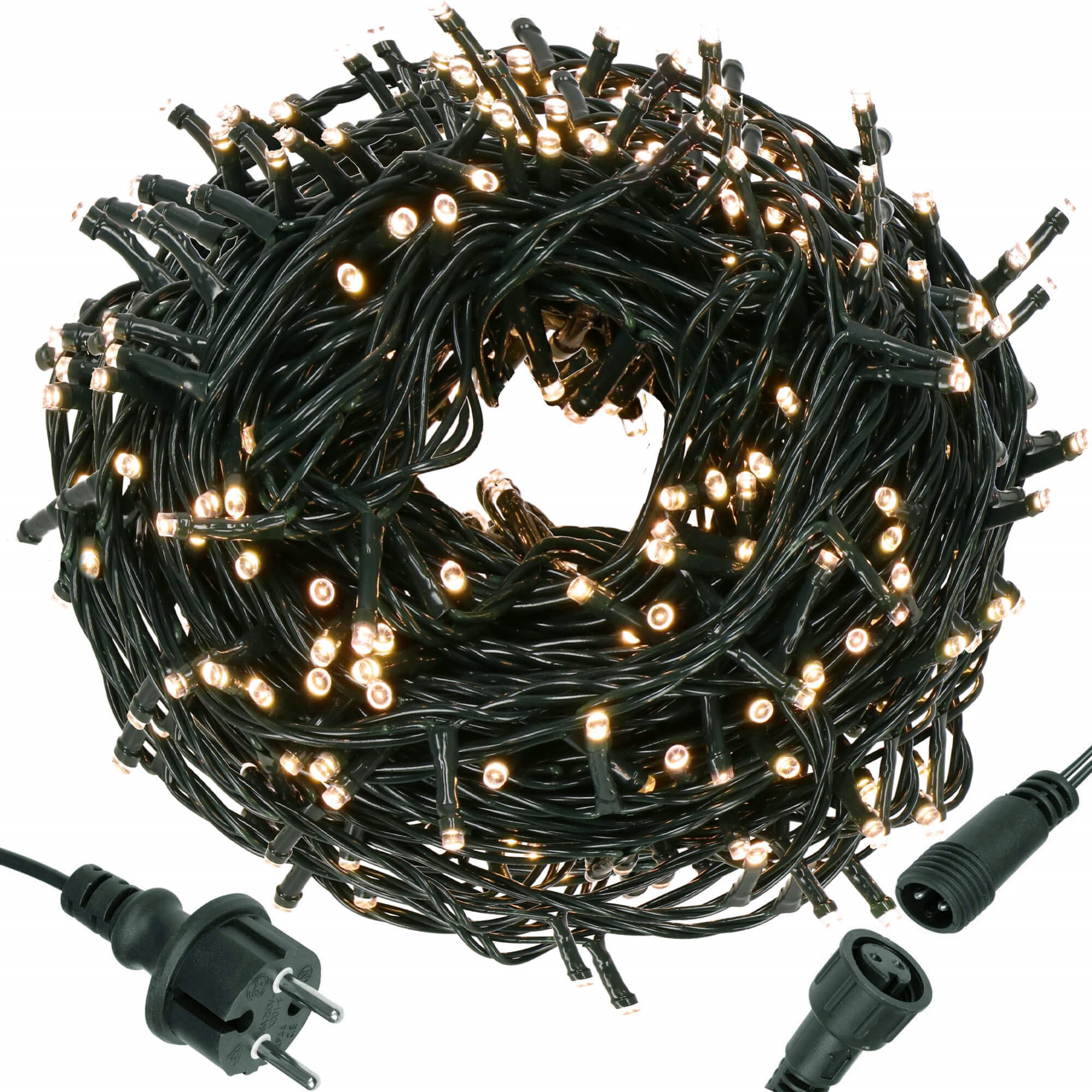 Kalėdinės girliandos springos 300 led, 19,5 m, šiltai balta