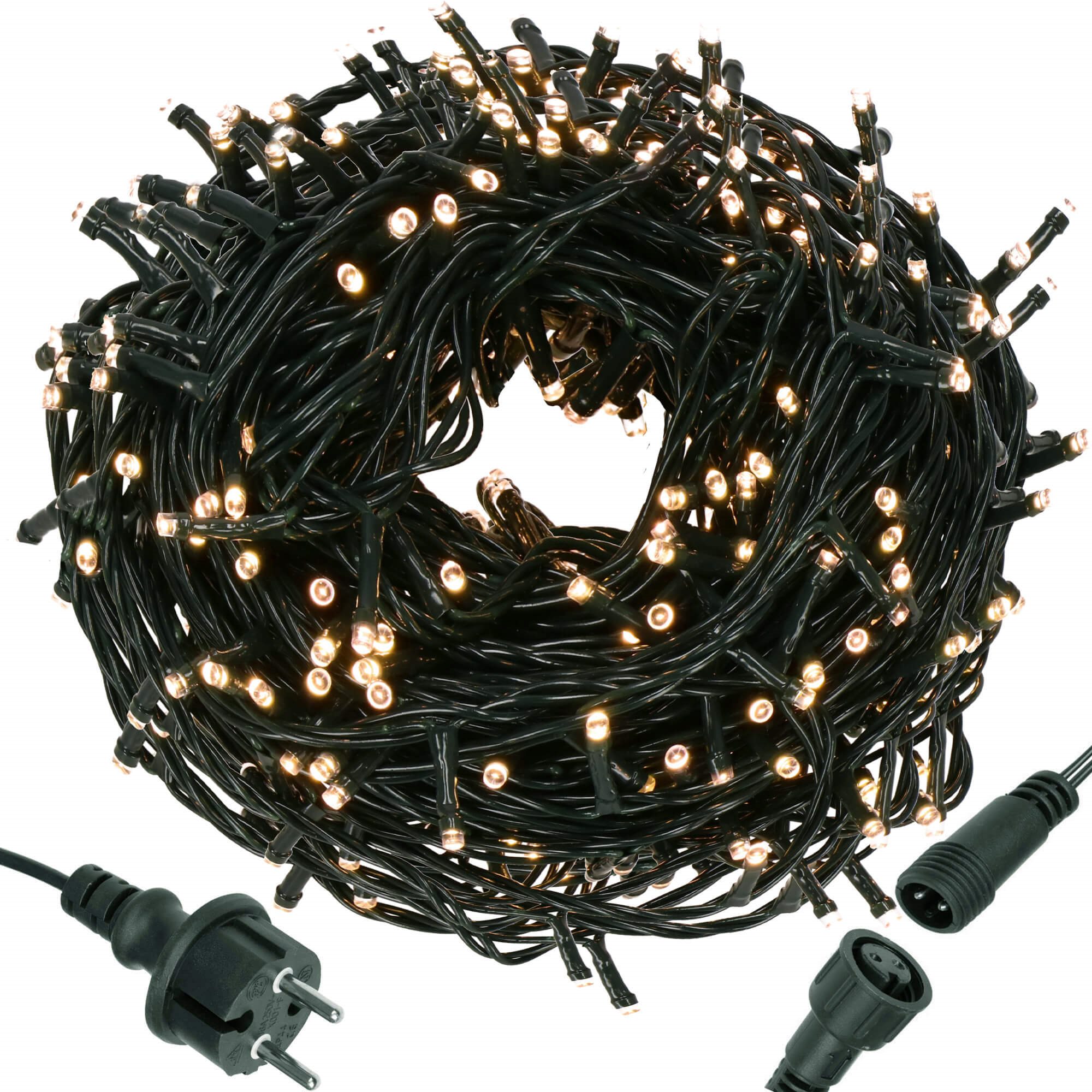 Kalėdinės girliandos springos 300 led, 19,5 m, šiltai balta