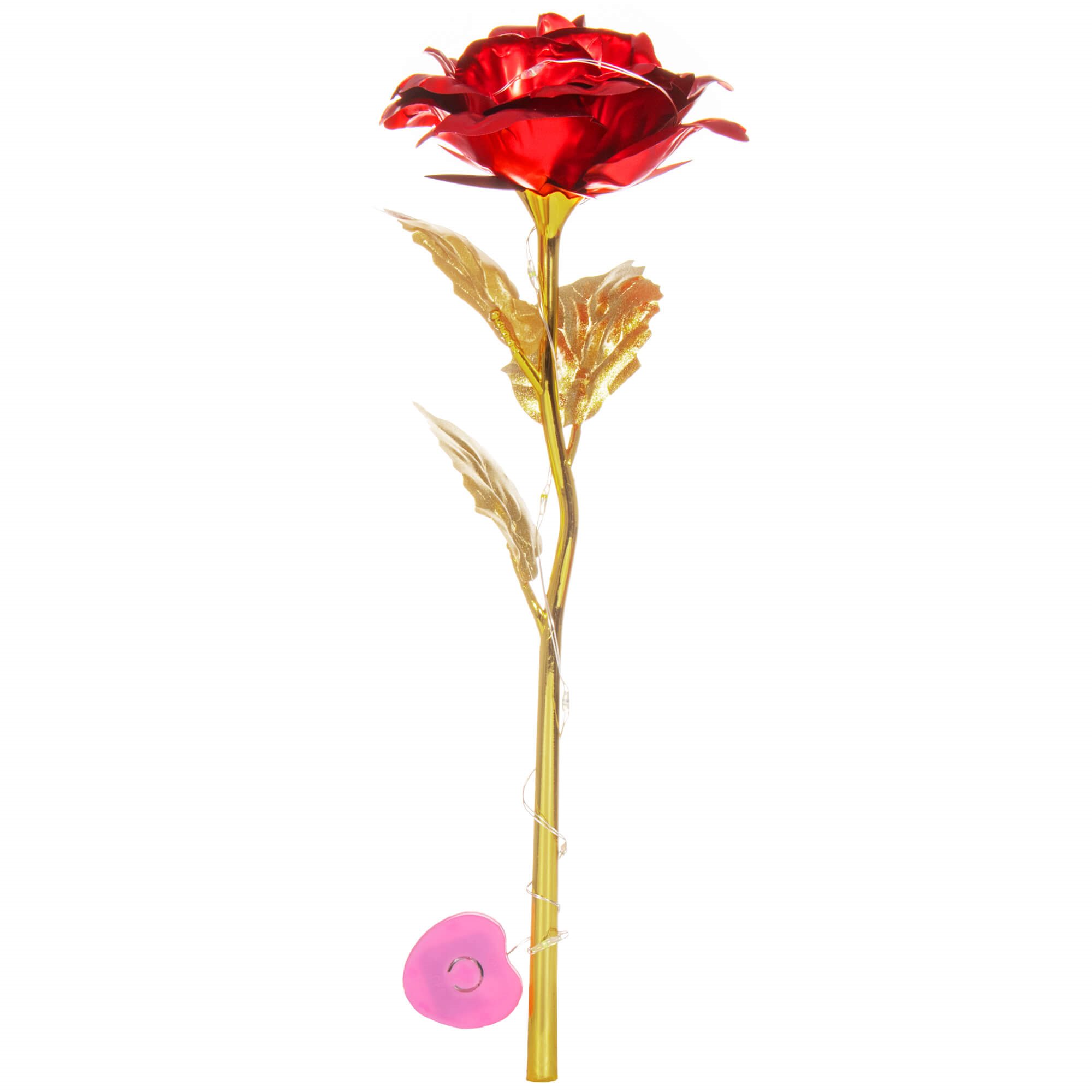 Dirbtinė rožė springos, 25 cm, su led apšvietimu, raudona