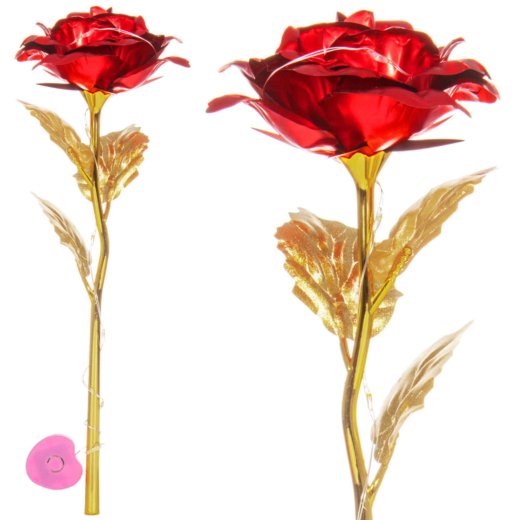 Dirbtinė rožė springos, 25 cm, su led apšvietimu, raudona 2