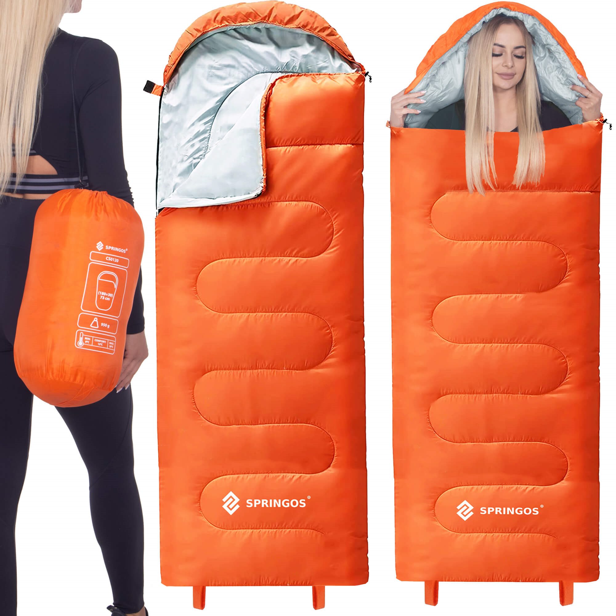 Miegmaišis springos cs0120 su gobtuvu, 175 cm 2