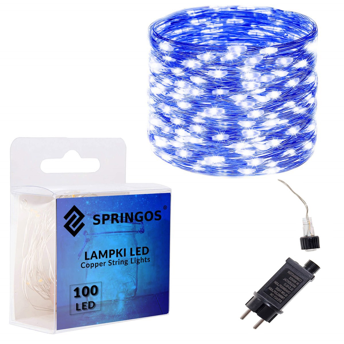 Kalėdinės lemputės springos 10m, 100 led, 8 funkcijos