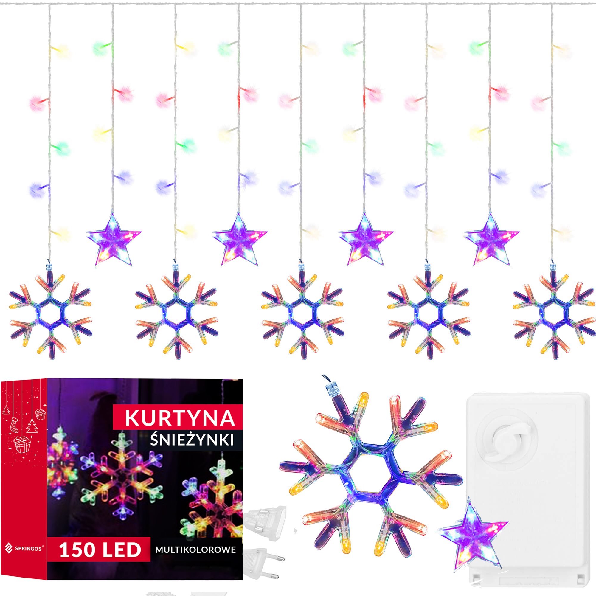 Kalėdinės girliandos springos su programuojamomis funkcijomis, 150 led