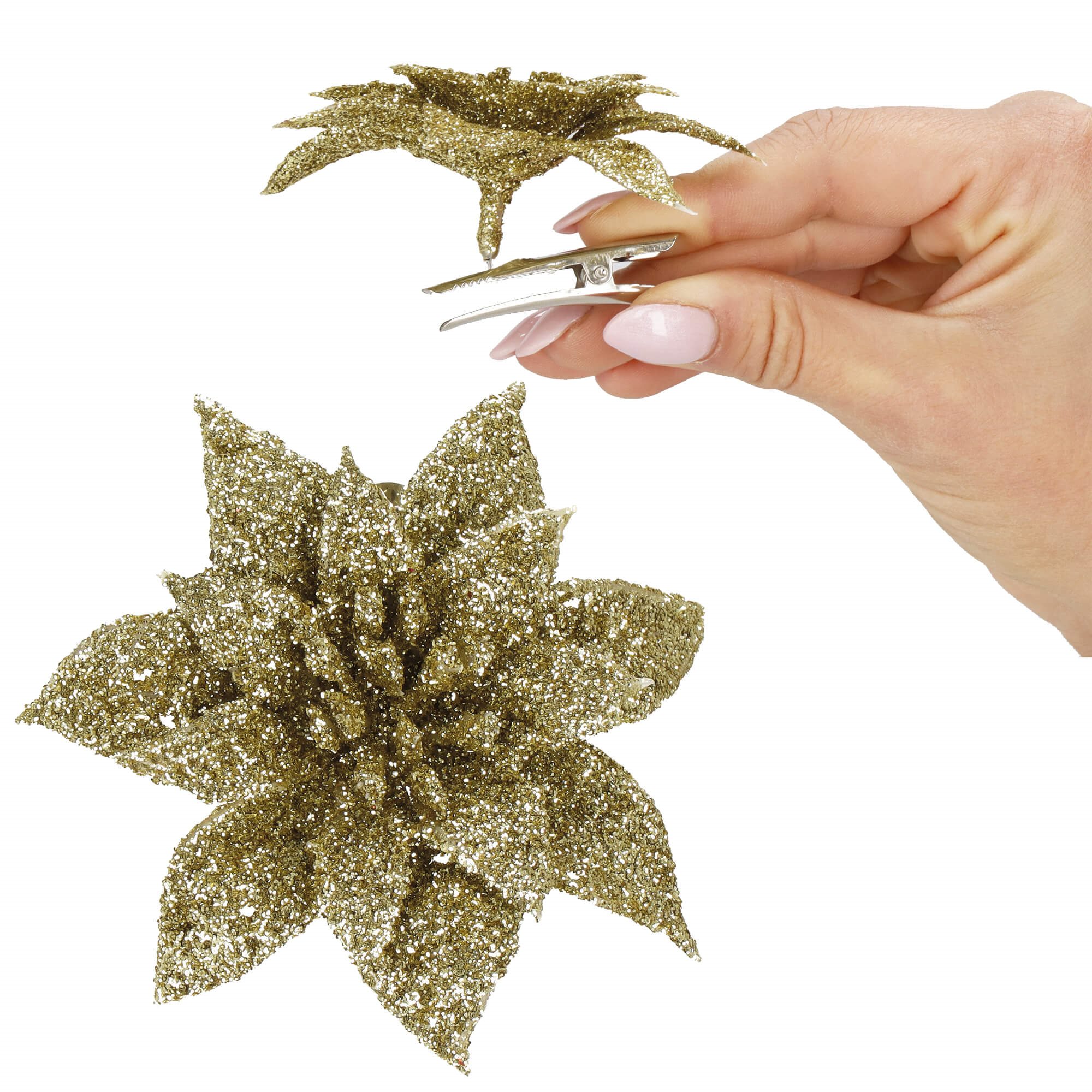 Kalėdinė puošmena springos poinsetija 8x8 cm 2