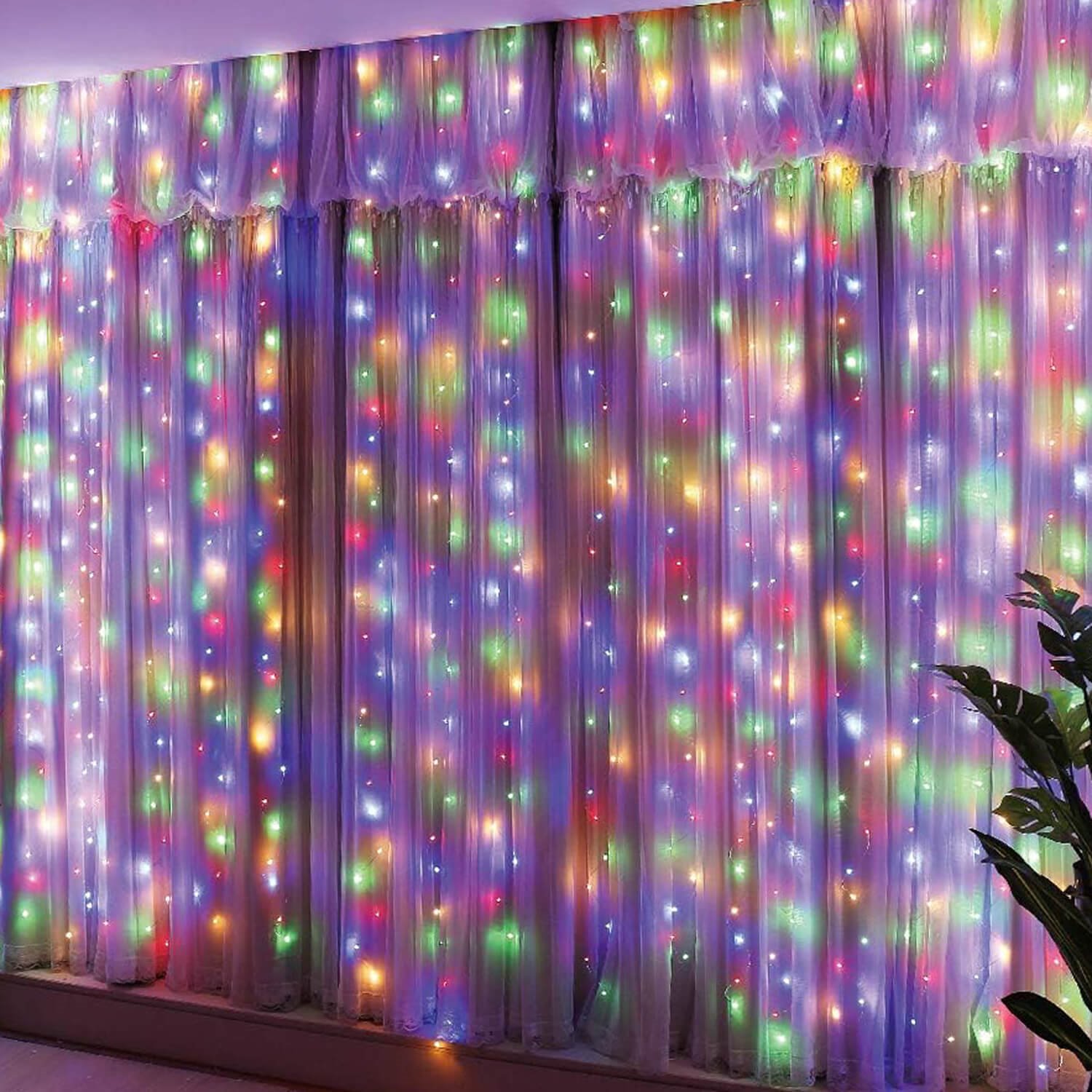 Šviesos užuolaida springos 300 led, daugiaspalvė, 3x3 m