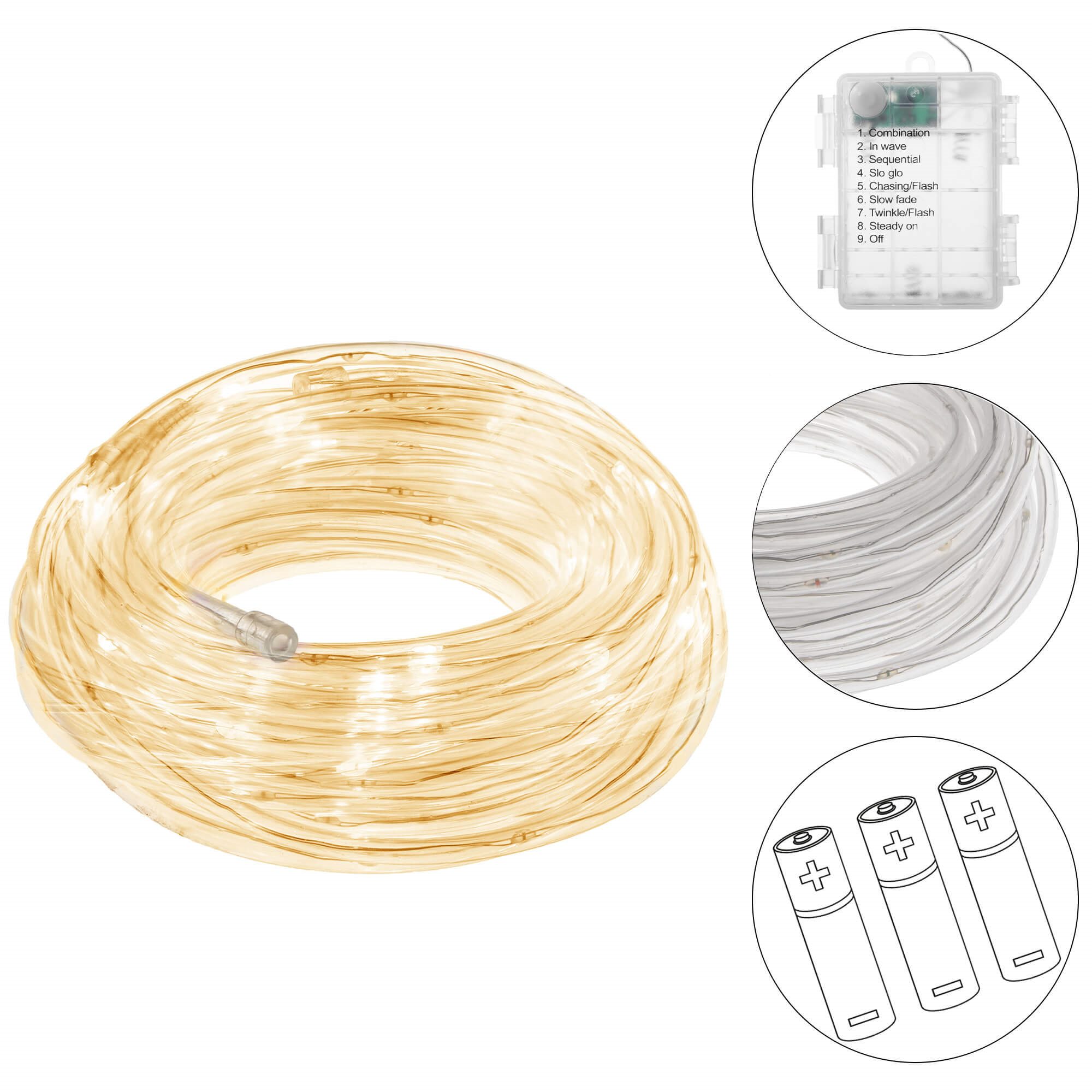 Led kalėdinė girlianda springos, 5,7 m, šilta balta, ip44