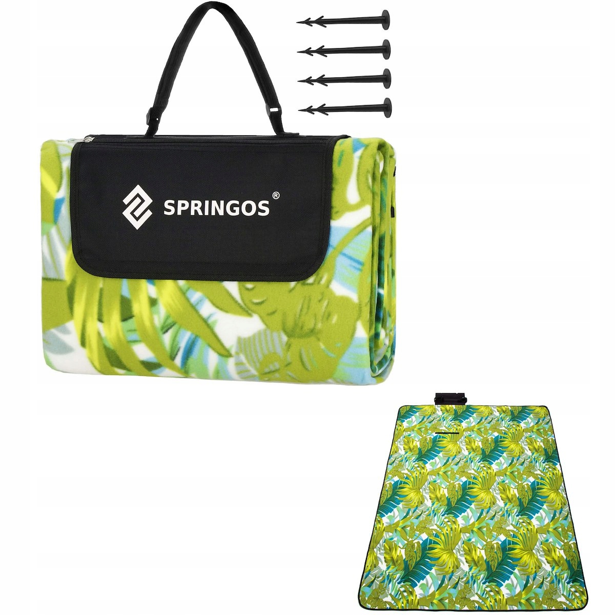 Pikniko antklodė Springos PM040, 150x200 cm, žalia