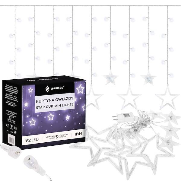 Šviesos girlianda springos su žvaigždėmis, 92 led, 8 funkcijos