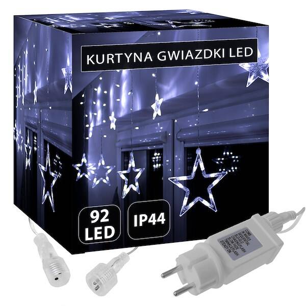 Šviesos girlianda springos su žvaigždėmis, 92 led, 8 funkcijos